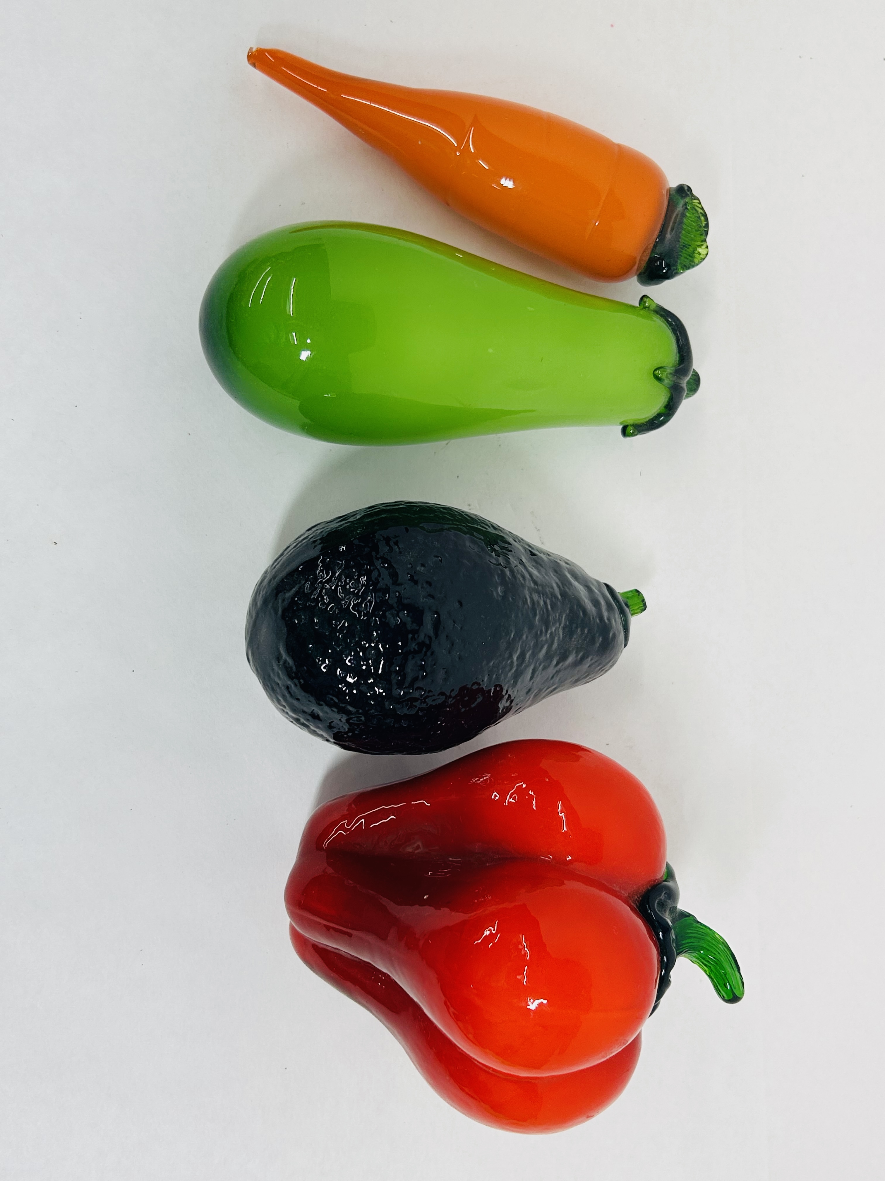FOUR MURANO STYLE GLASS VEGETABLES, 1970S