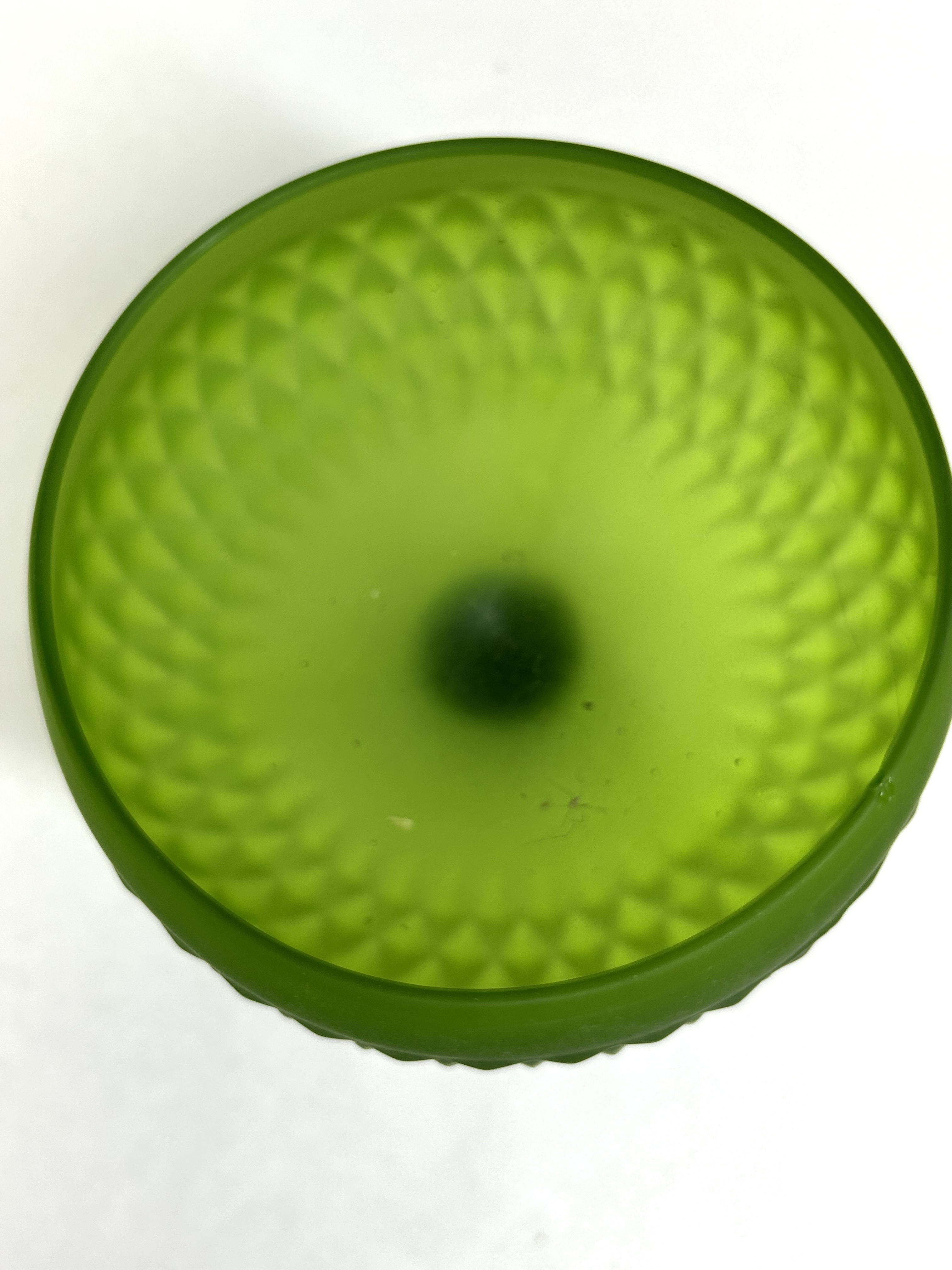 INDIANA STYLE GREEN GLASS COMPOTE, 1960s