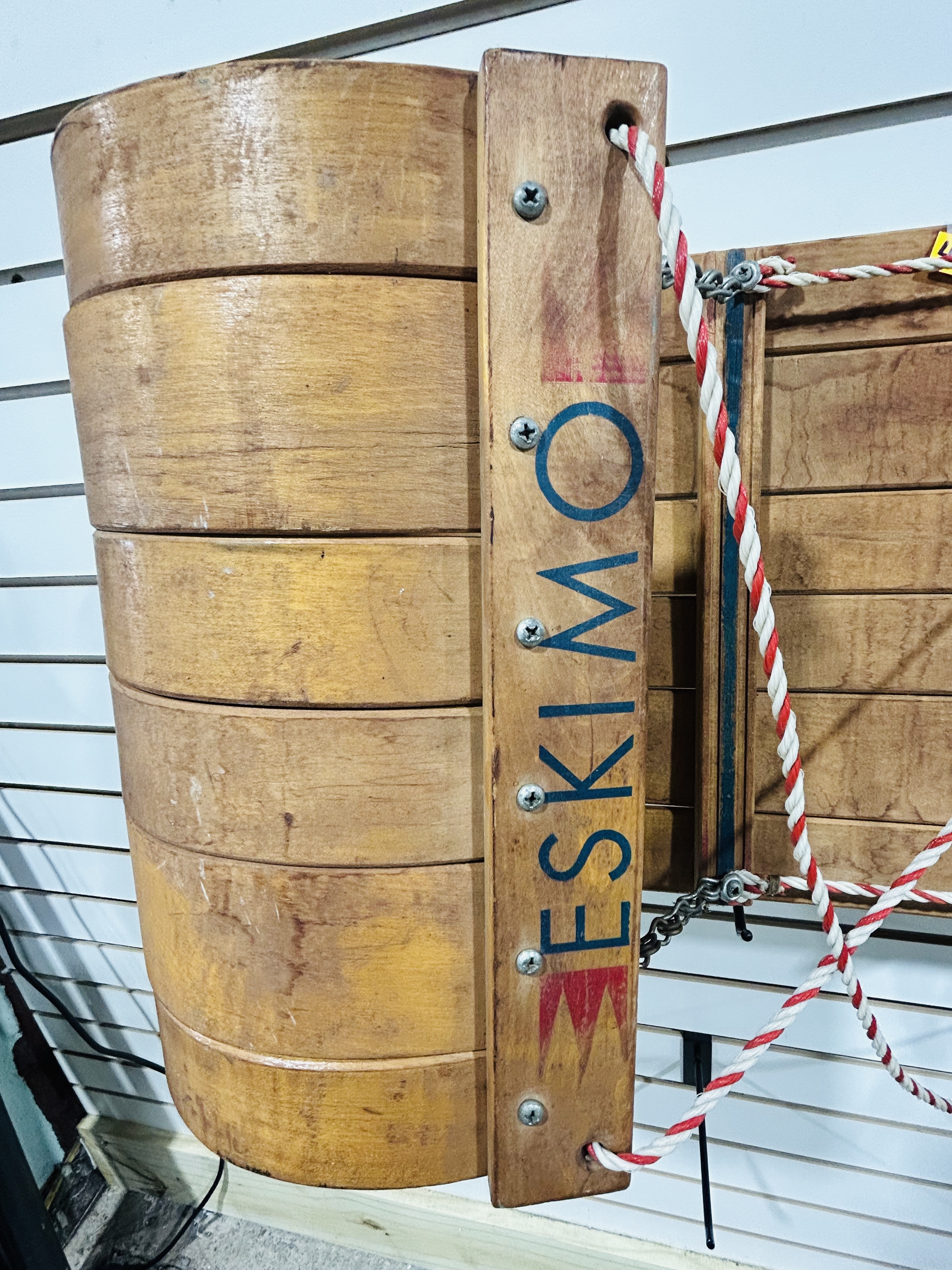 ESKIMO WOODEN TOBOGGAN, MID-CENTURY