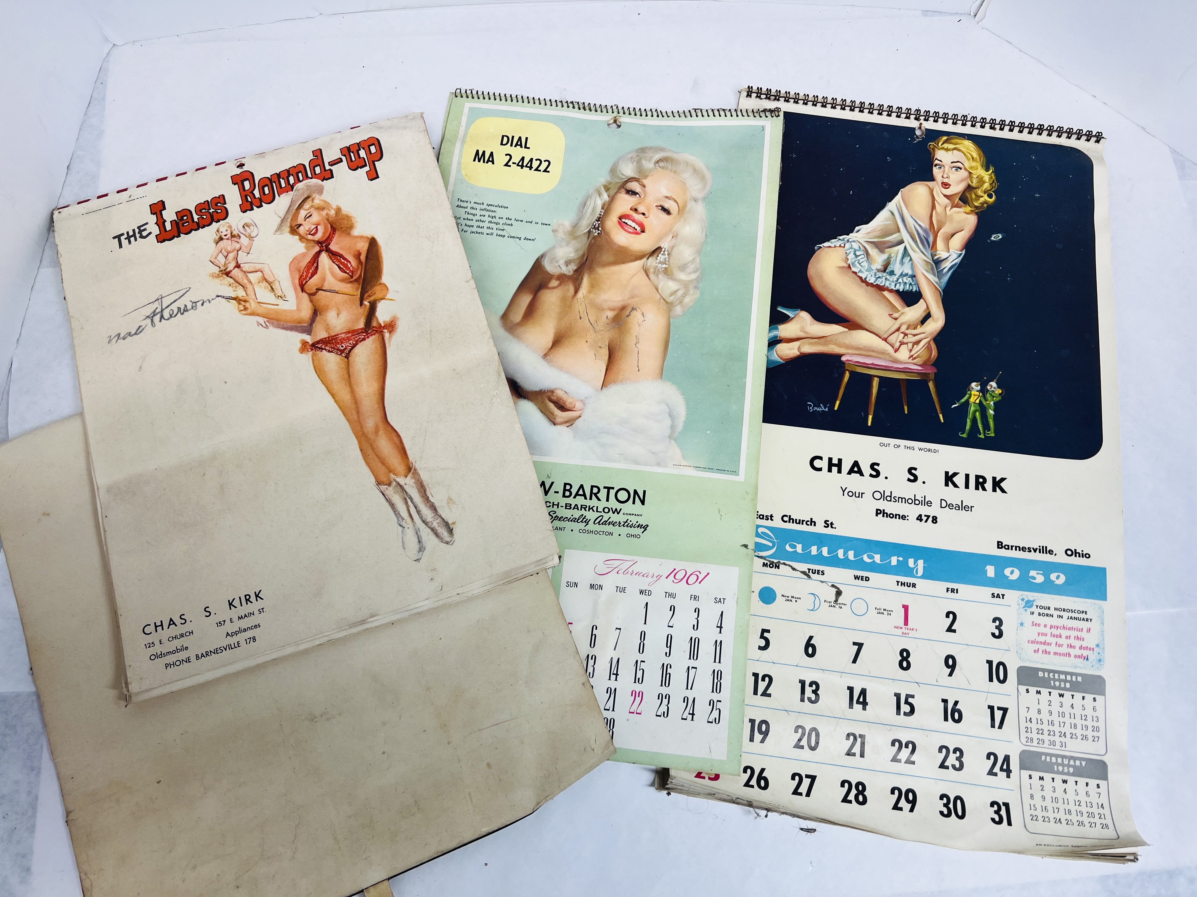 SHAW-BARTON PAPER PIN-UP CALENDARS, 1954-1961