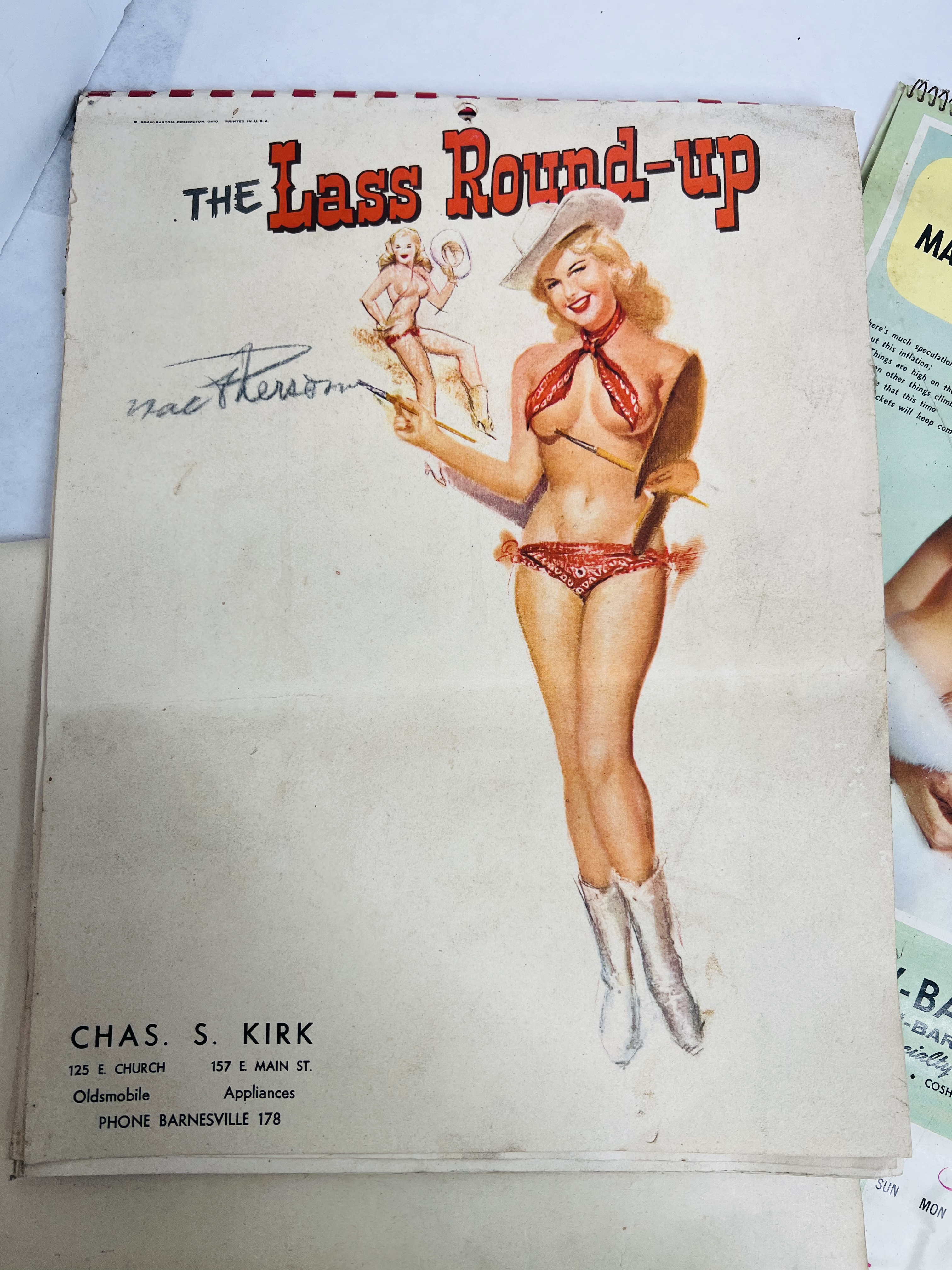 SHAW-BARTON PAPER PIN-UP CALENDARS, 1954-1961