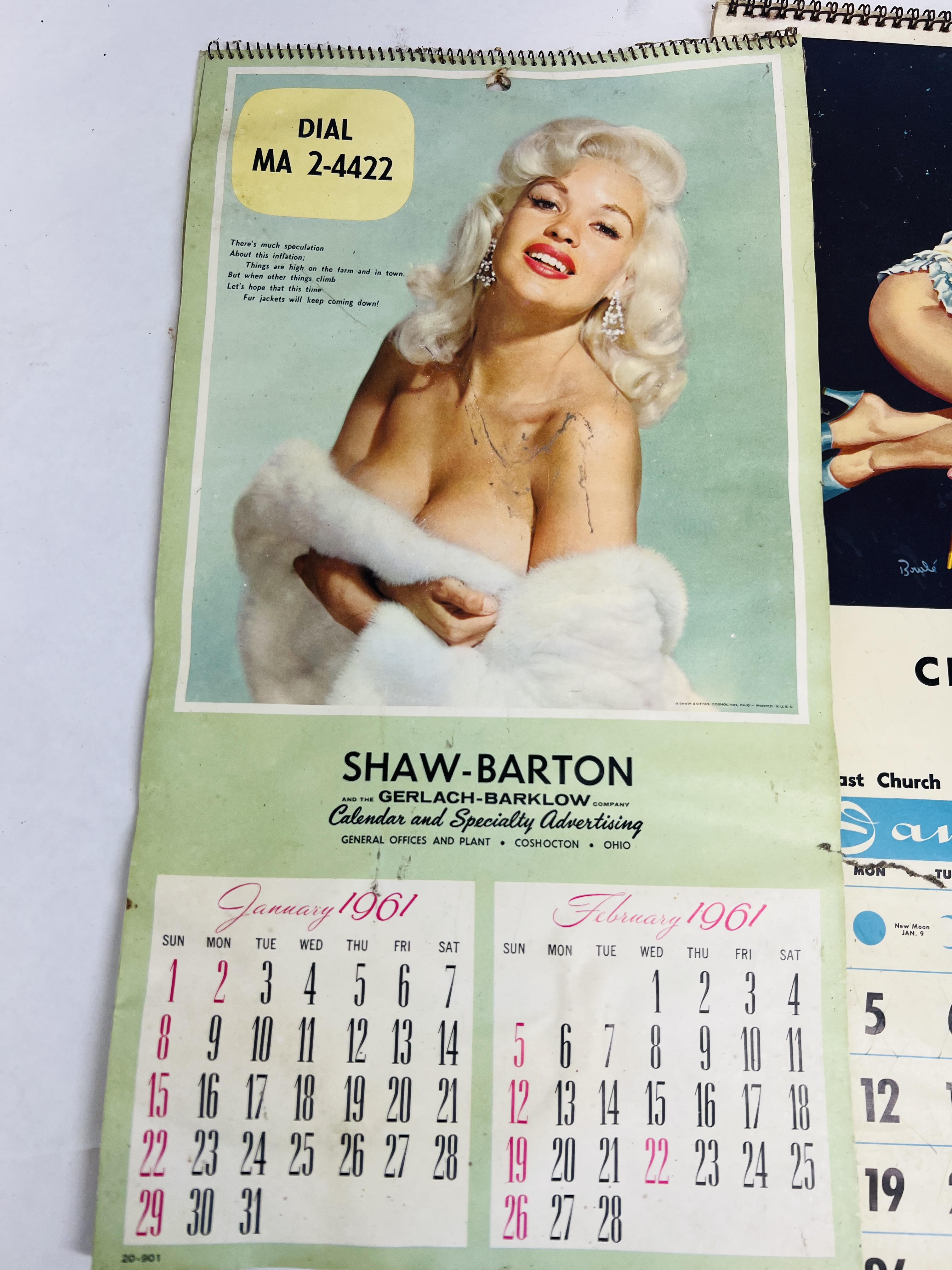SHAW-BARTON PAPER PIN-UP CALENDARS, 1954-1961