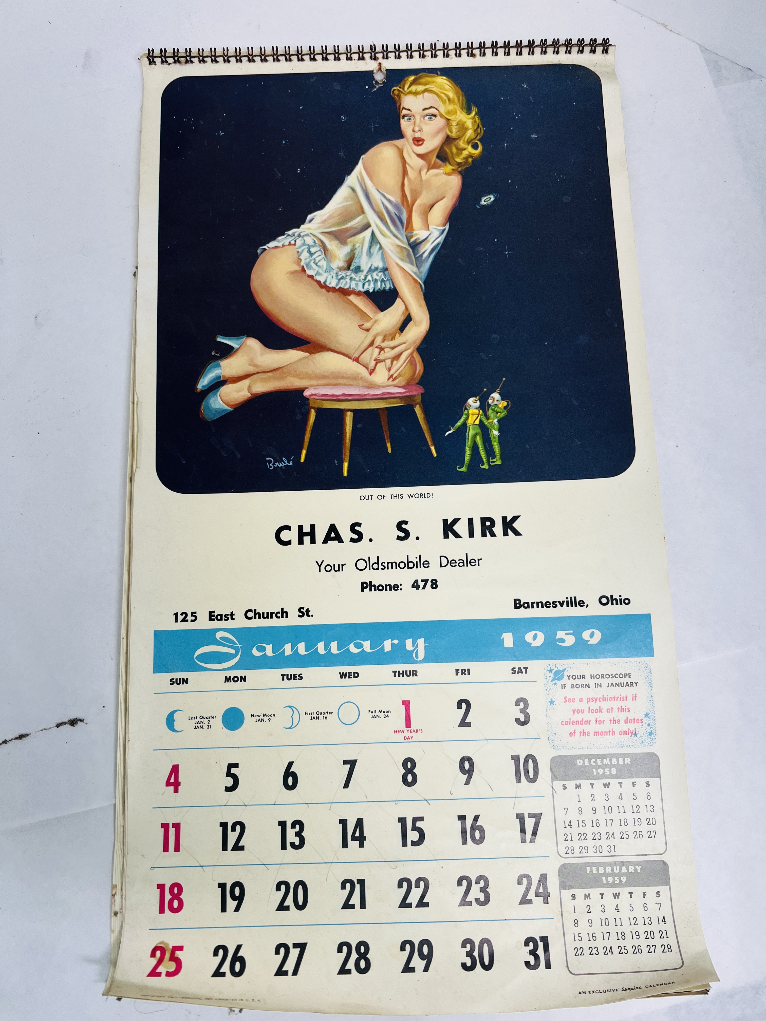 SHAW-BARTON PAPER PIN-UP CALENDARS, 1954-1961