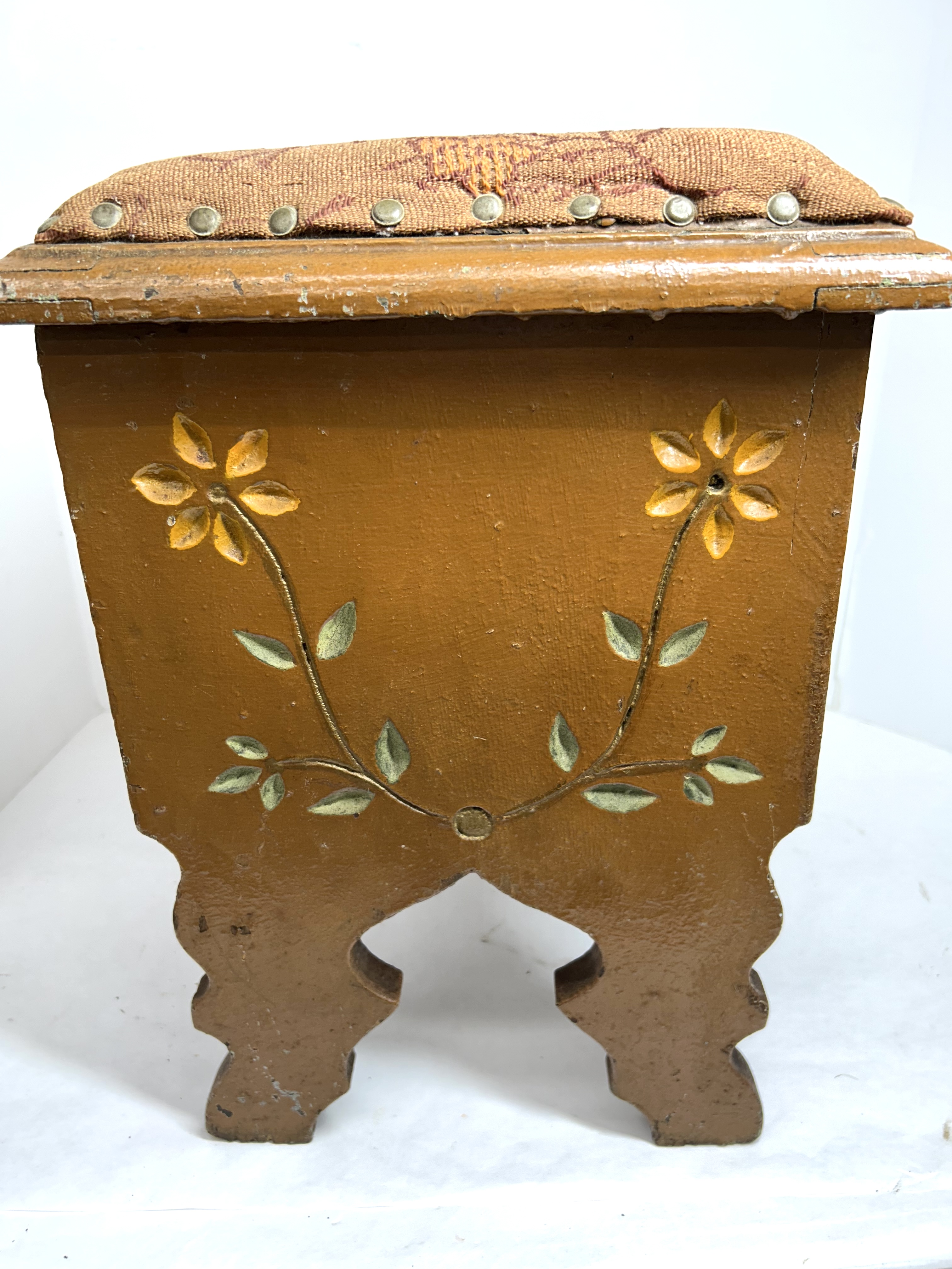 PAINTED WOODEN STORAGE FOOTSTOOL, 20TH CENTURY