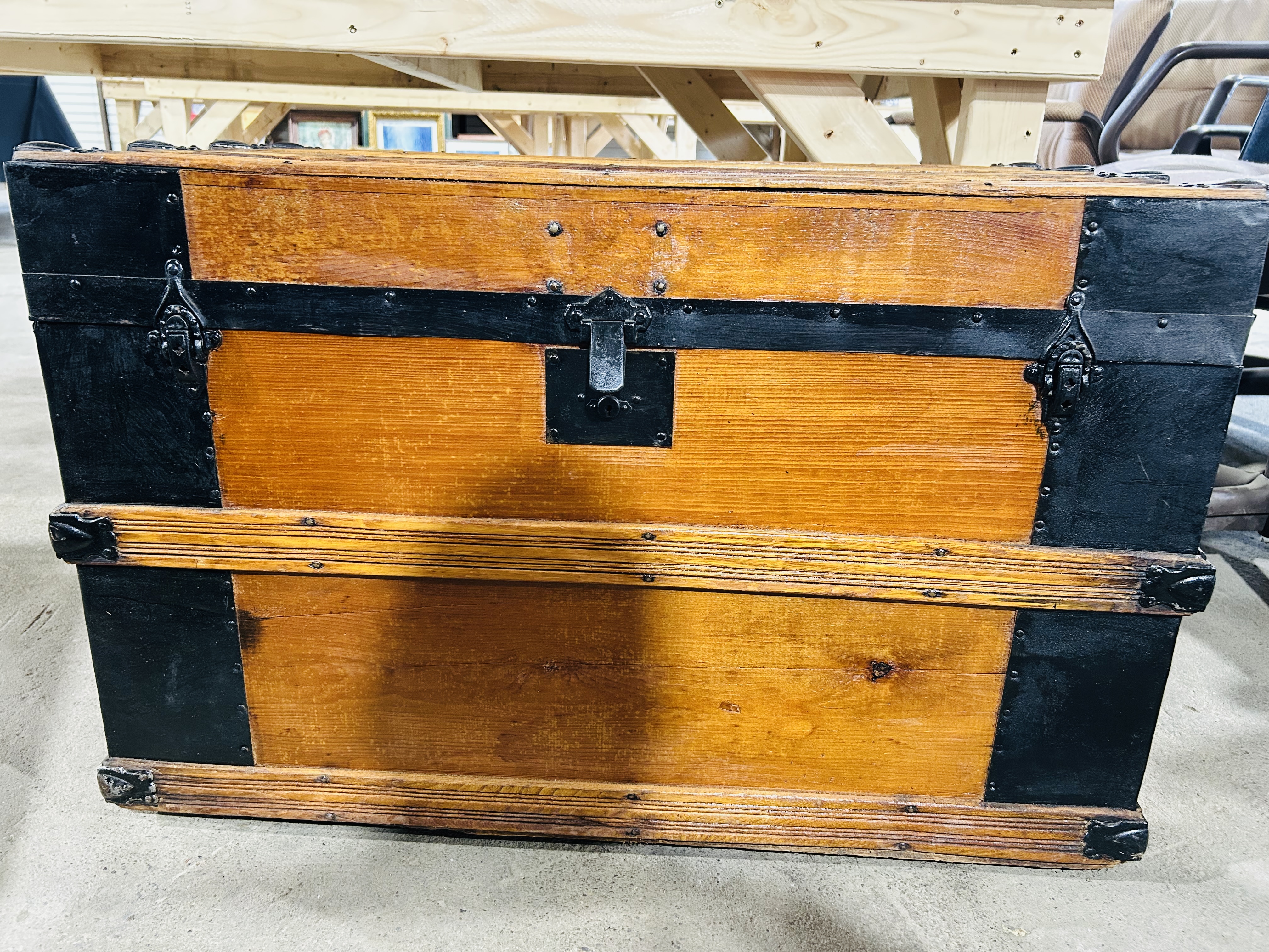 H. COHEN WOOD STEAMER TRUNK, C. 1900