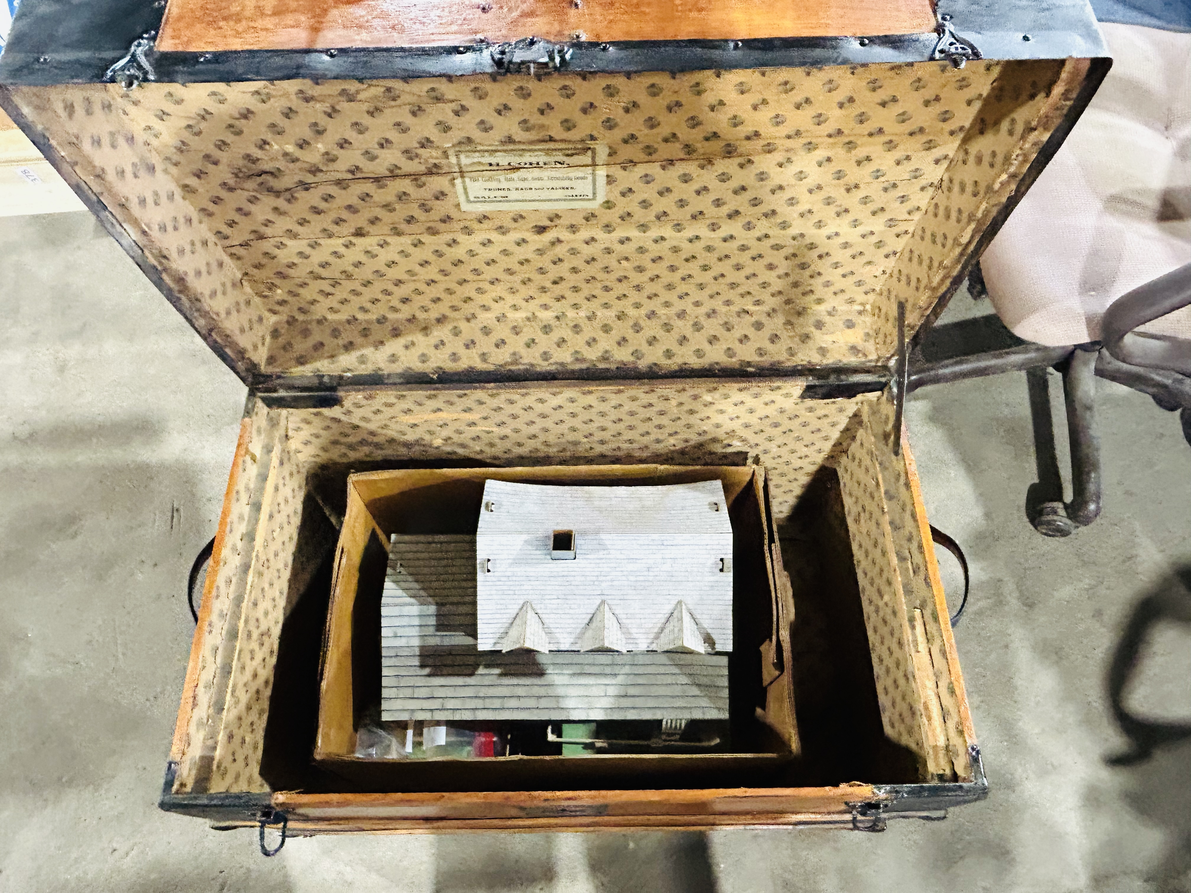 H. COHEN WOOD STEAMER TRUNK, C. 1900