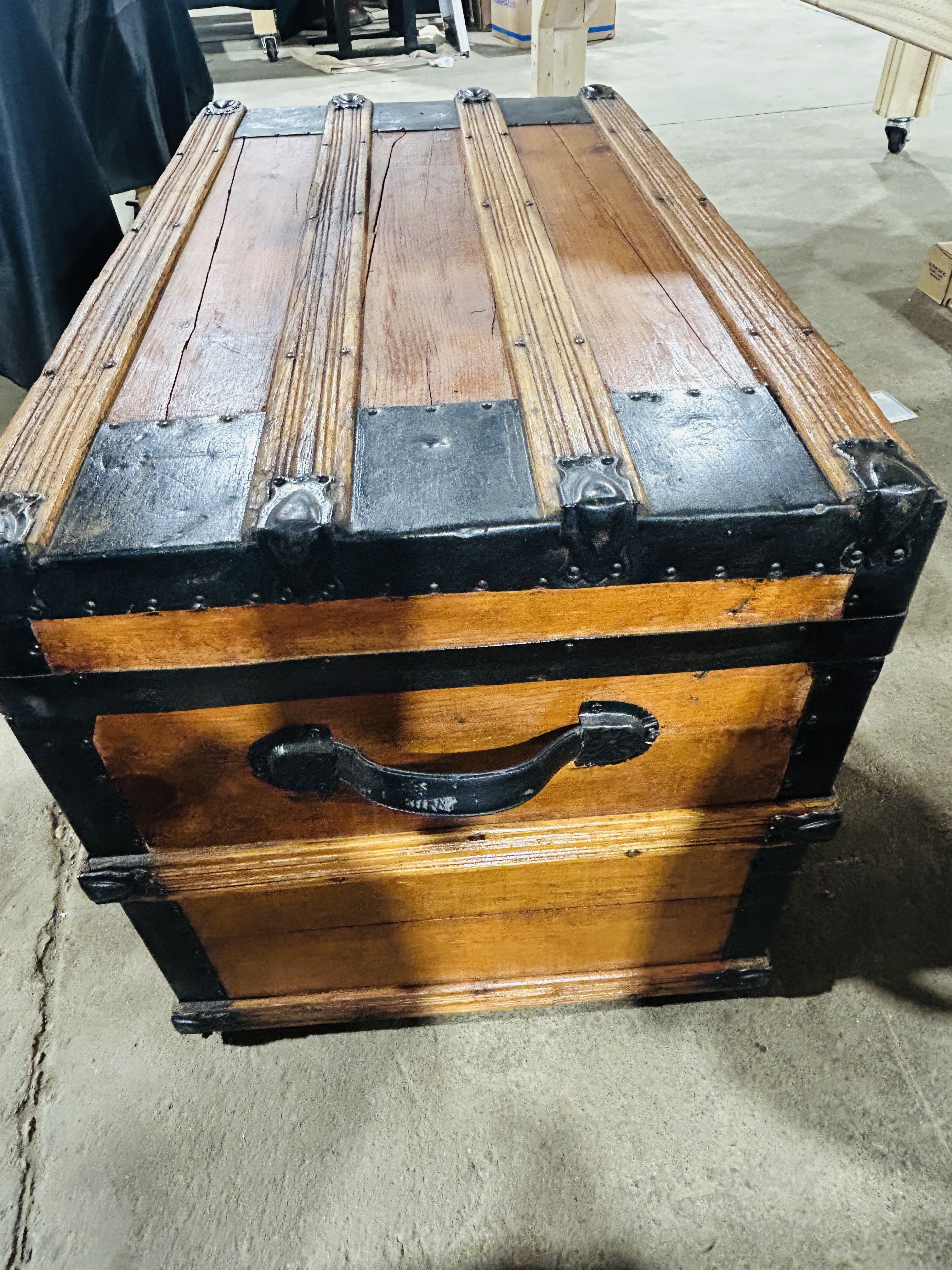 H. COHEN WOOD STEAMER TRUNK, C. 1900
