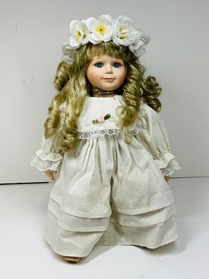 COLLECTIBLE PORCELAIN ANGEL DOLL, LATE 20TH CENTURY. Collectible angel doll featuring a bisque 