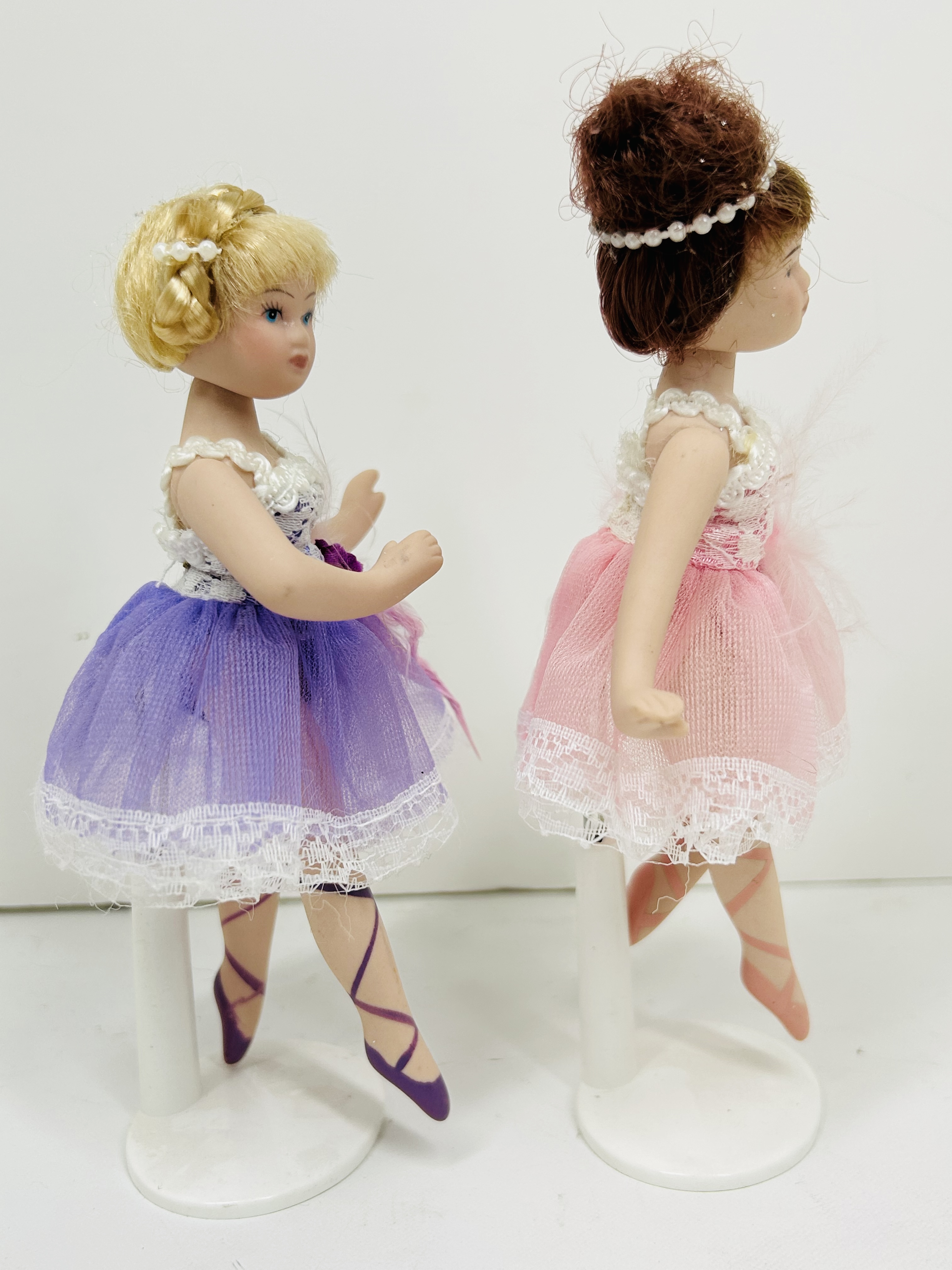 PAIR OF BISQUE BALLERINA DOLLS