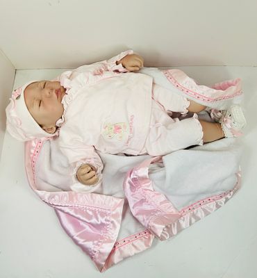 SHEILA MICHAEL SIGNED BABY DOLL, 2004. Realistic baby doll created by artist Sheila Michael 