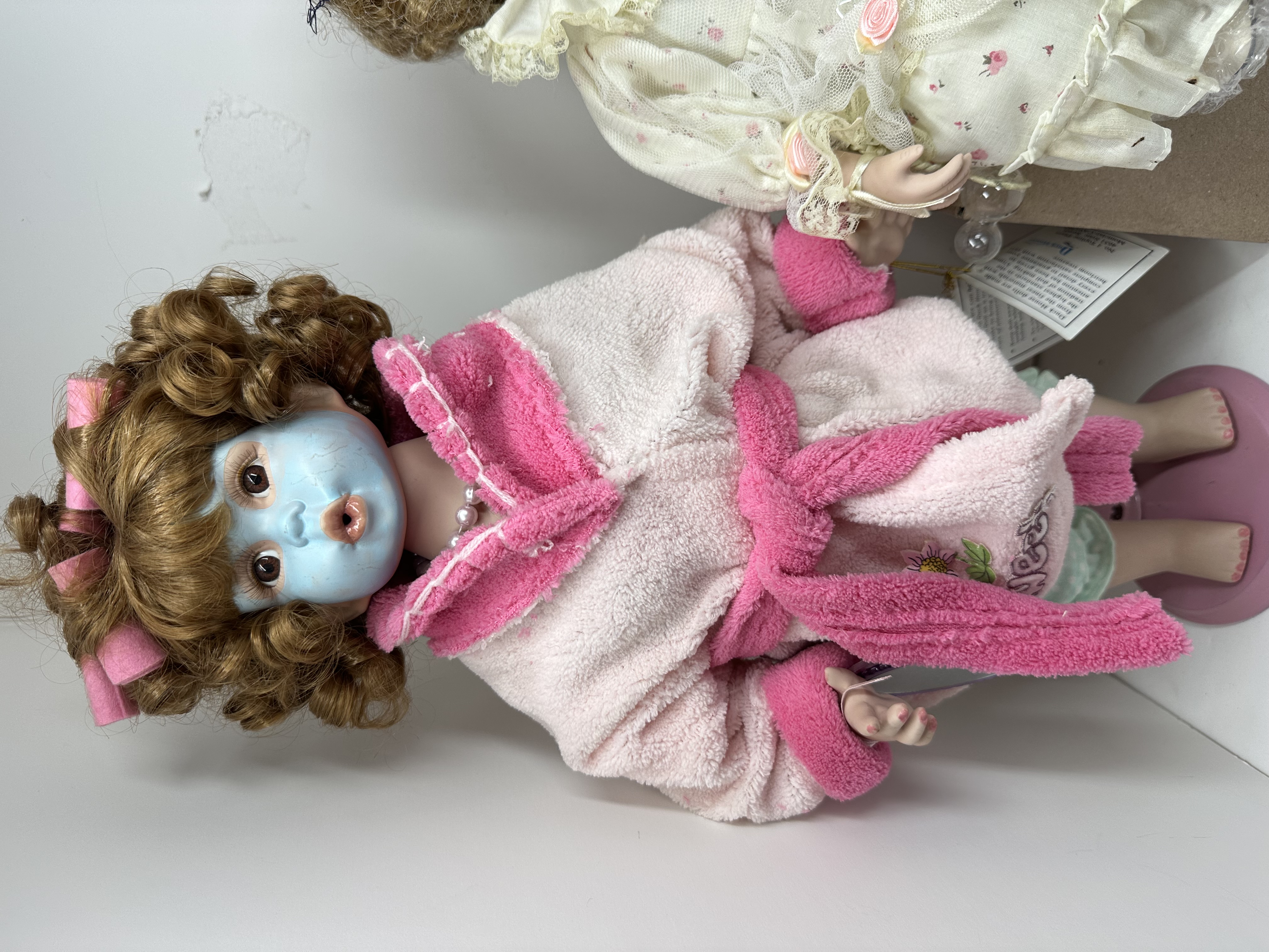 DUCK HOUSE THREE PORCELAIN DOLLS CONTEMPORARY