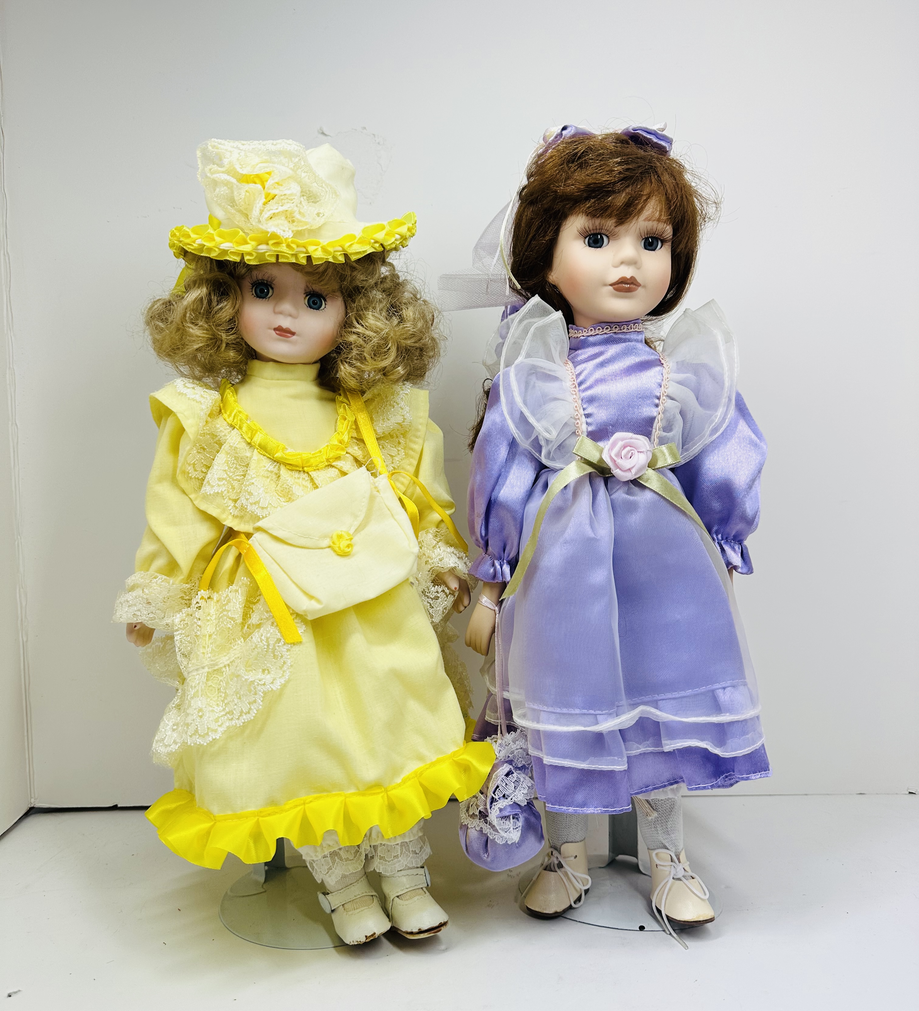 PAIR OF VICTORIAN STYLE DOLLS, LATE 20TH CENTURY