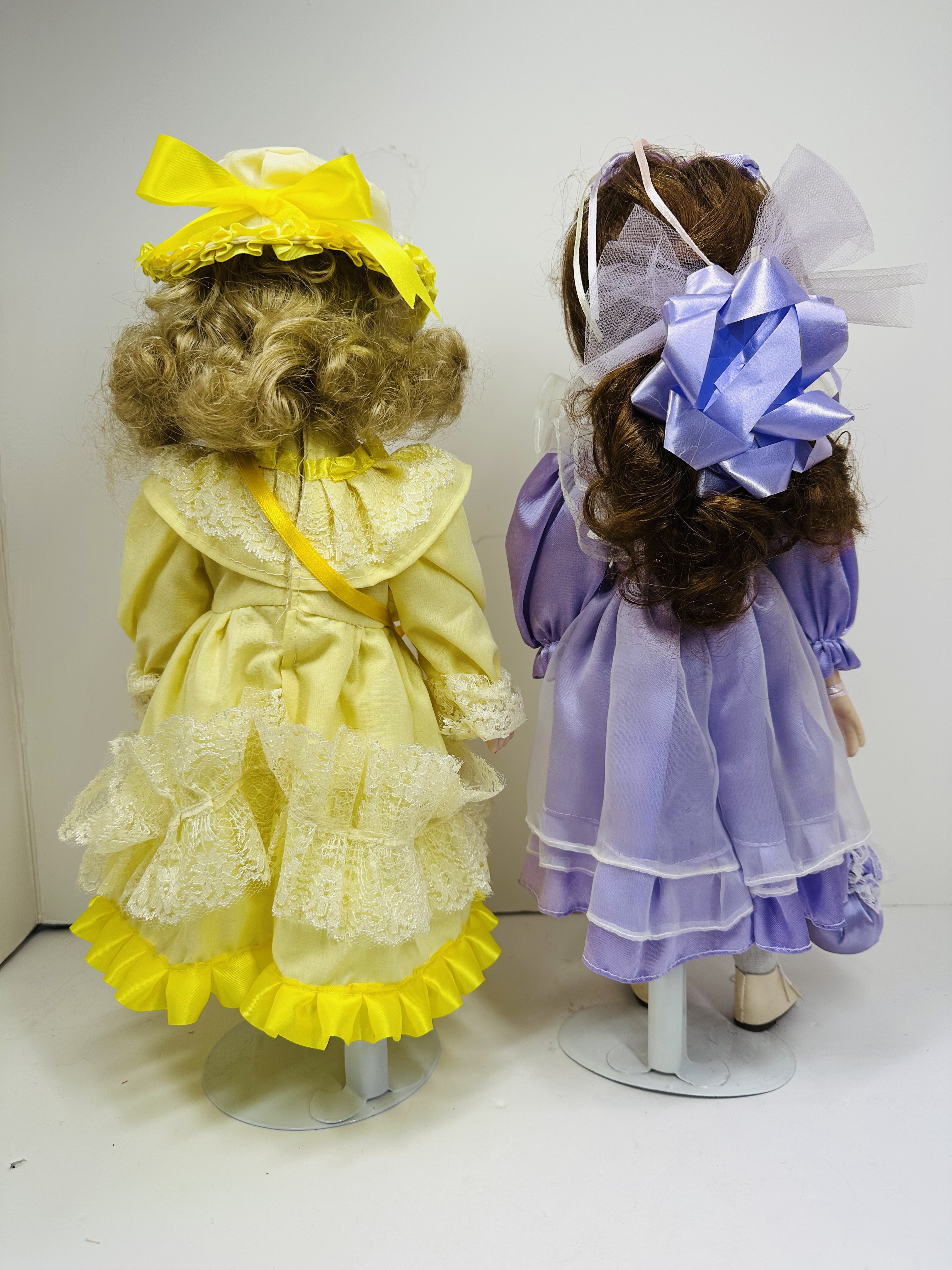 PAIR OF VICTORIAN STYLE DOLLS, LATE 20TH CENTURY