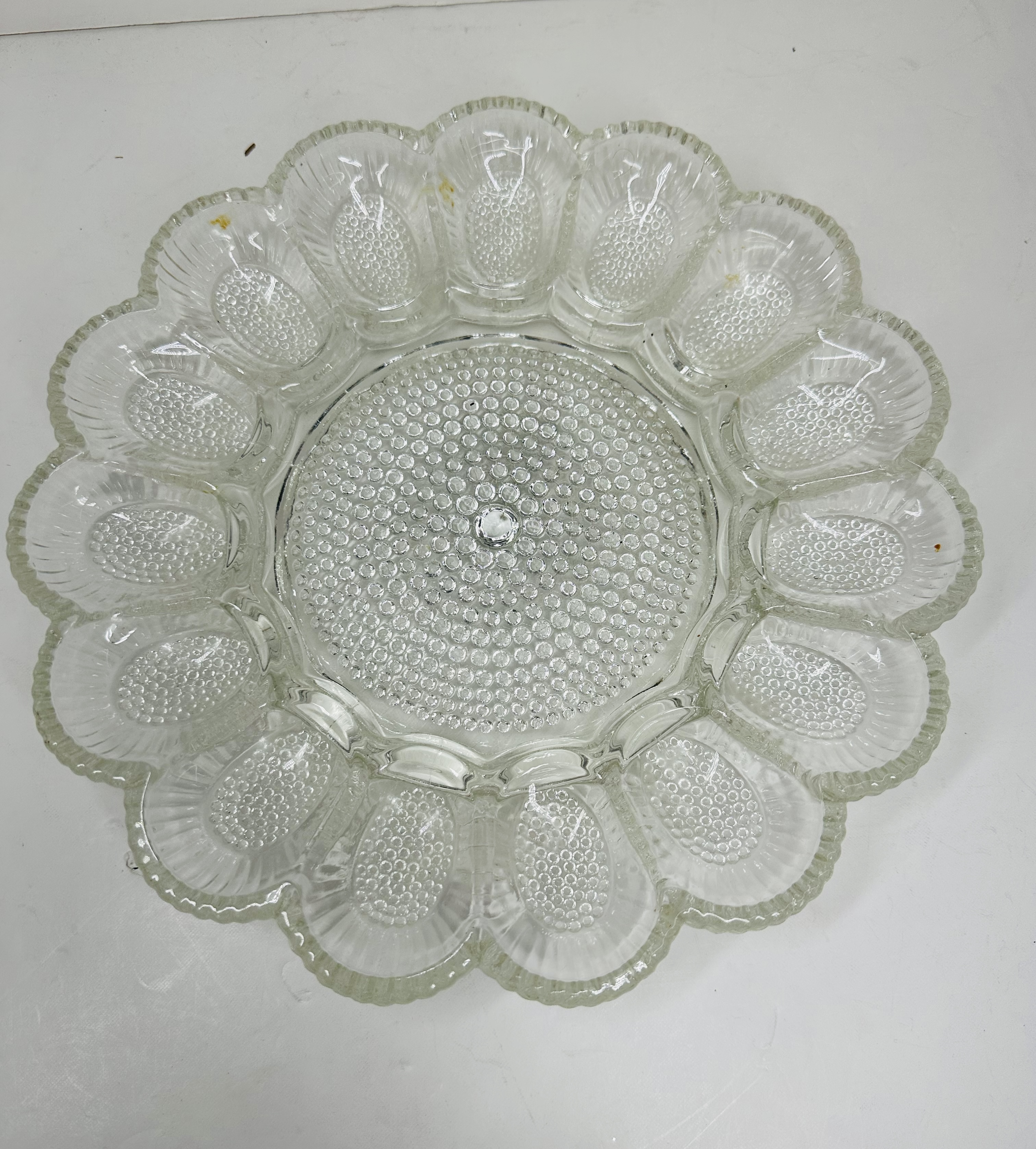INDIANA HOBNAIL GLASS EGG TRAY, 1960