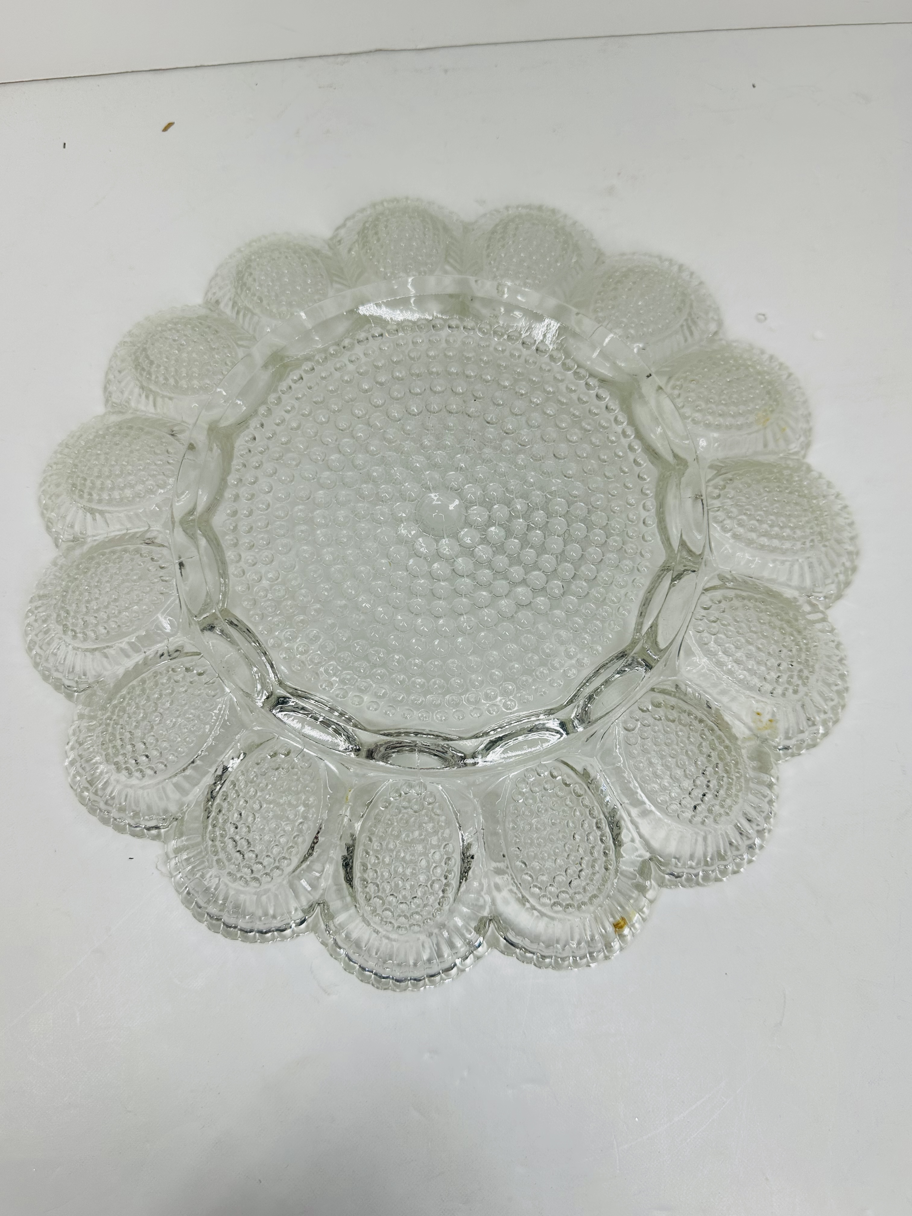 INDIANA HOBNAIL GLASS EGG TRAY, 1960