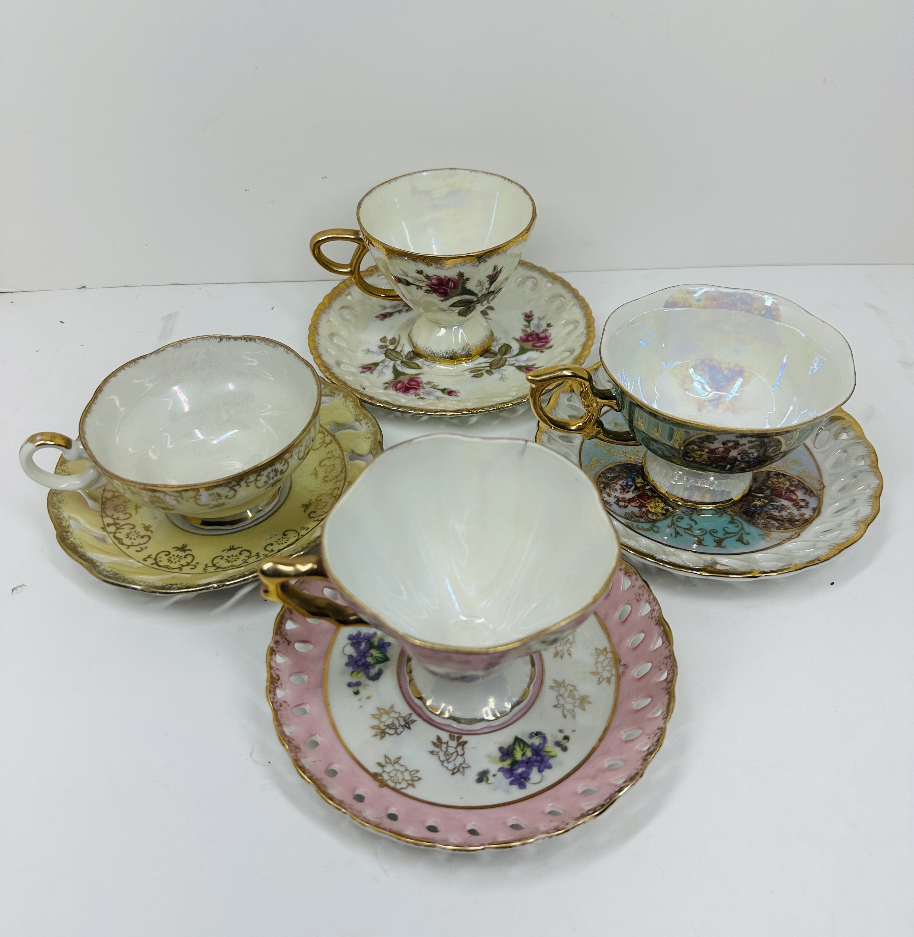 JAPANESE LUSTERWARE PORCELAIN TEA SETS, C.1950