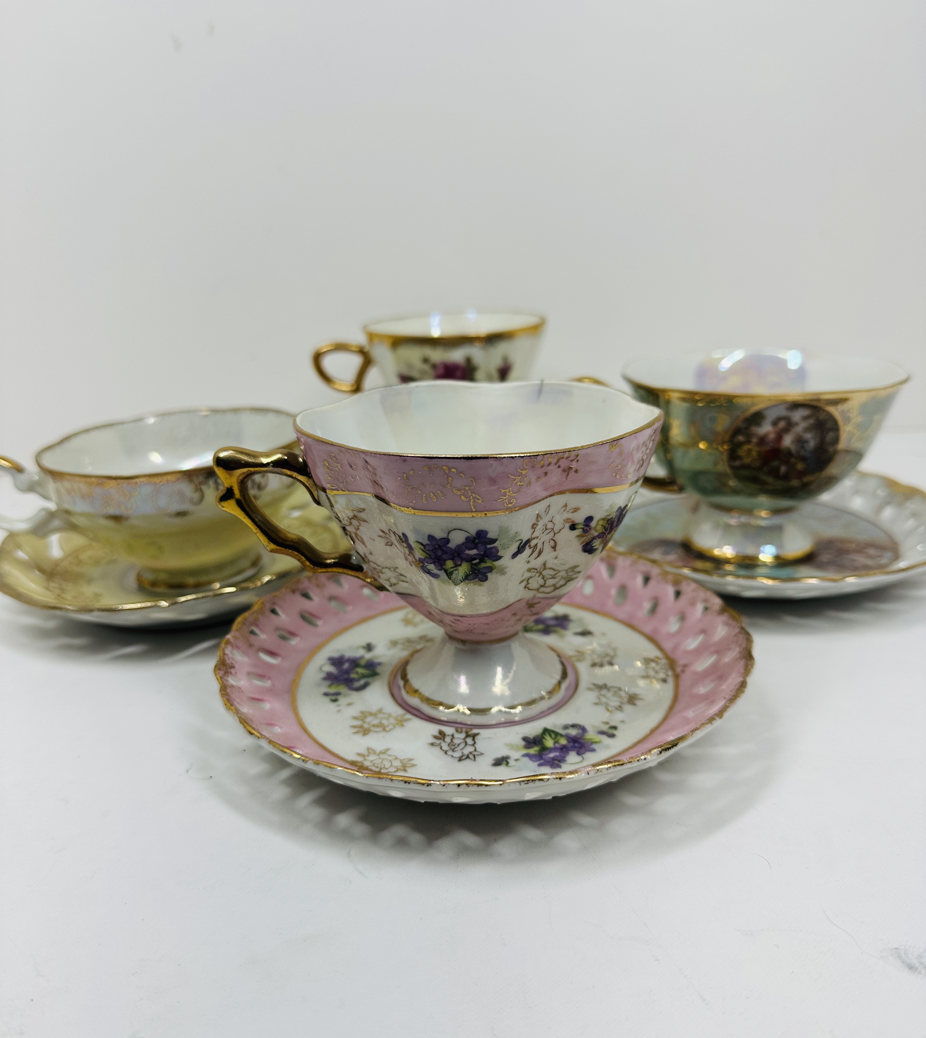 JAPANESE LUSTERWARE PORCELAIN TEA SETS, C.1950