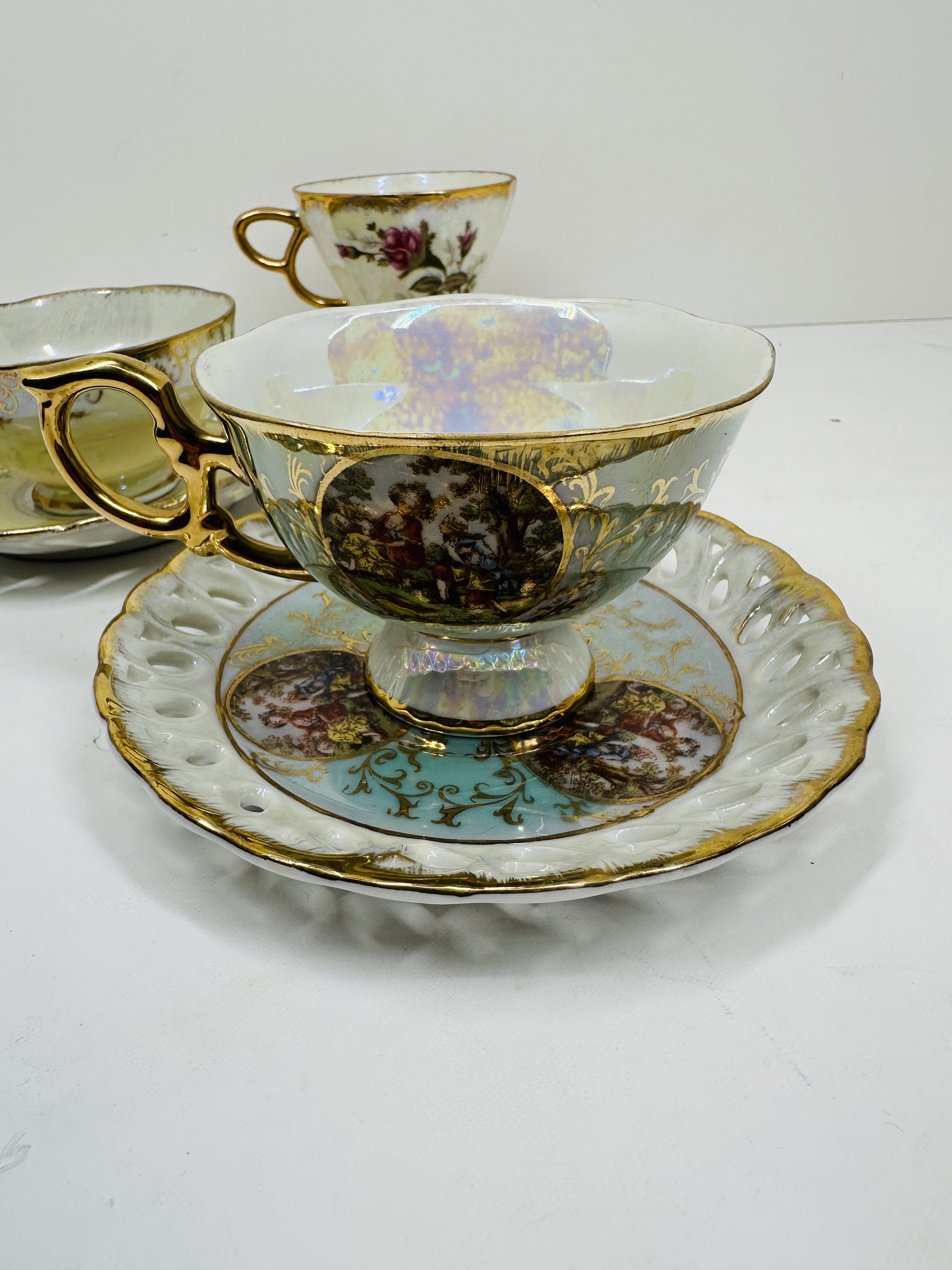 JAPANESE LUSTERWARE PORCELAIN TEA SETS, C.1950