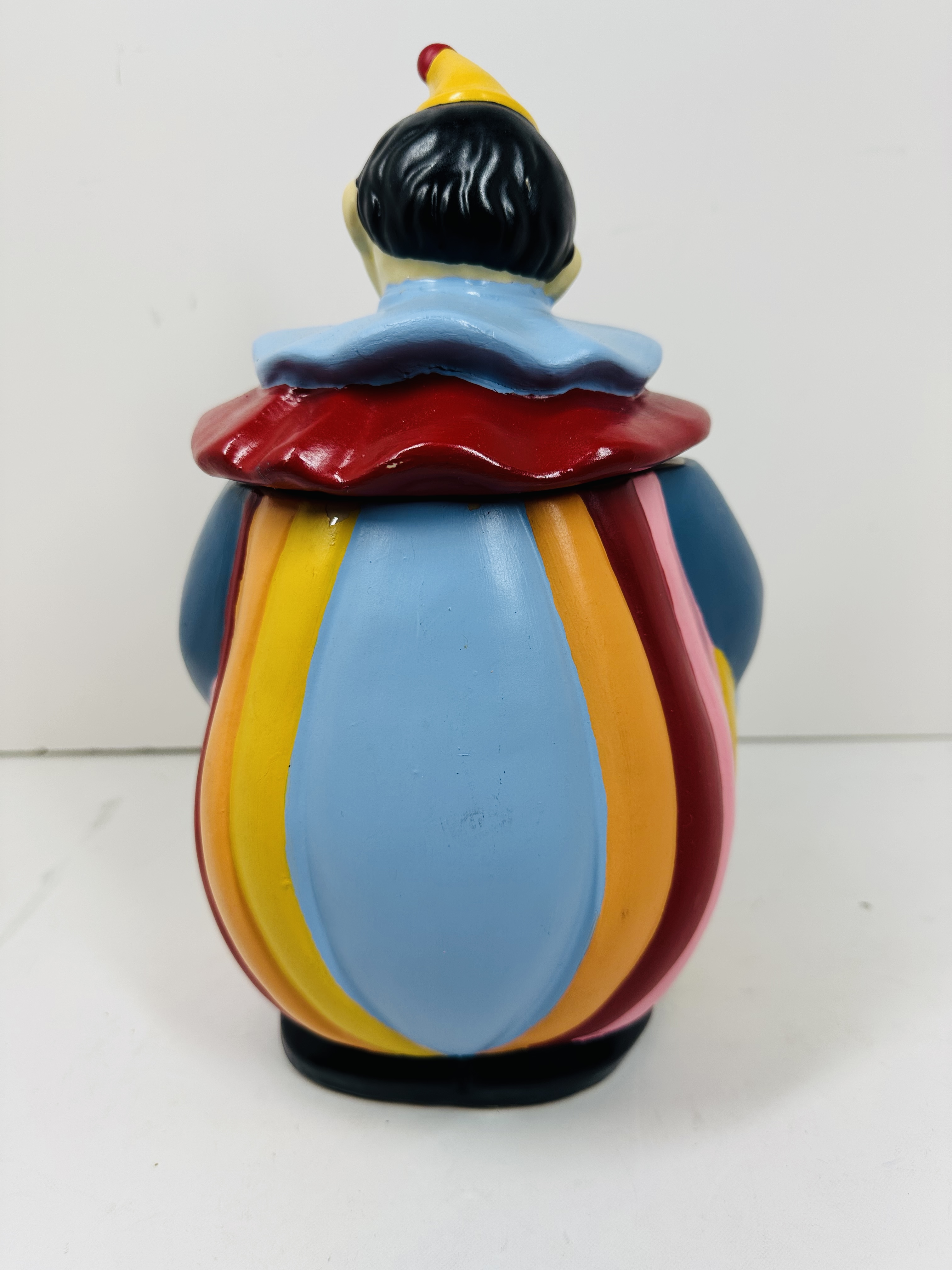 MID-CENTURY FIGURAL CLOWN CERAMIC JAR