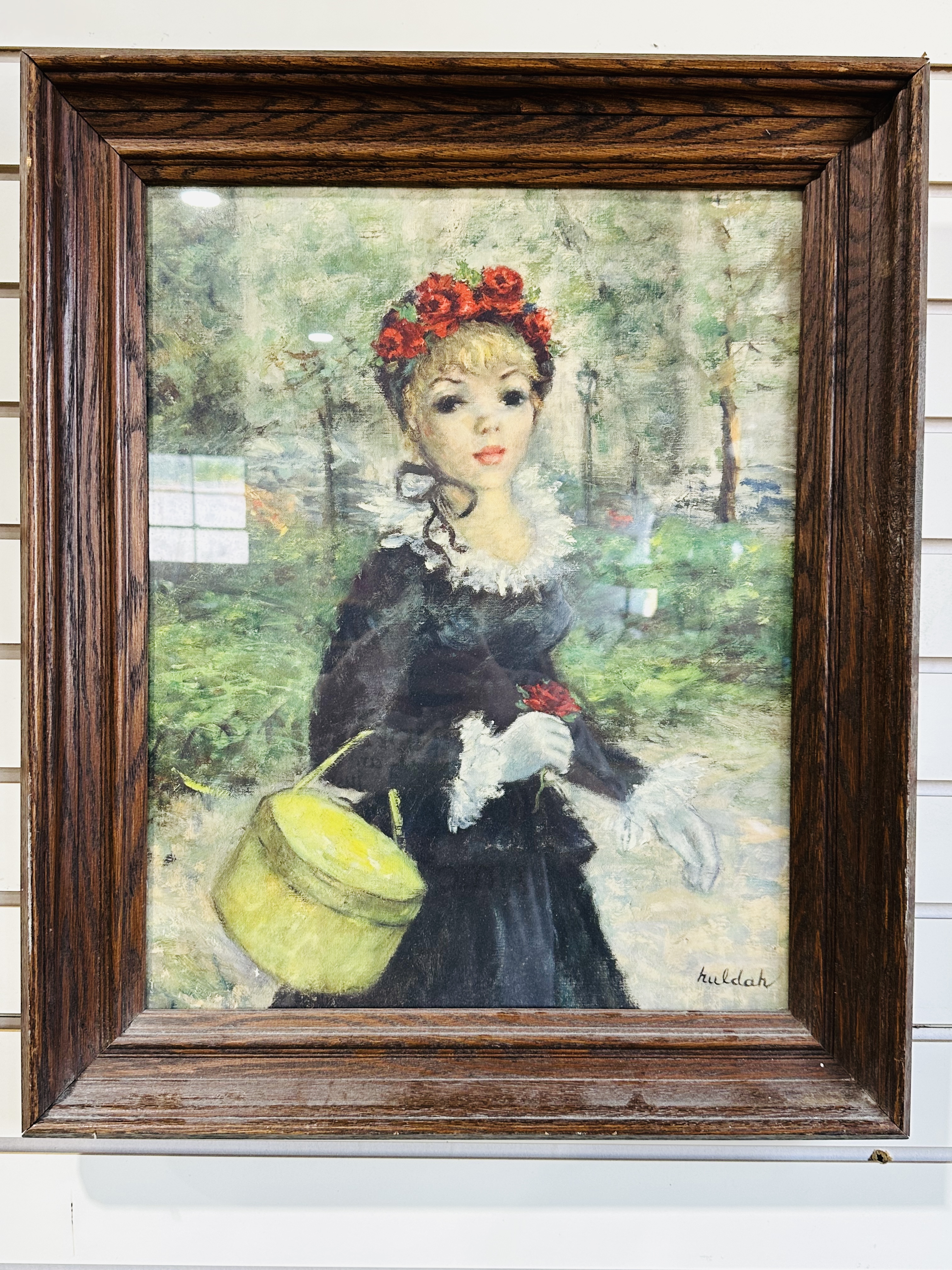 HULDAH, GIRL WITH ROSES OIL ON CANVAS, MID-20TH CENTURY