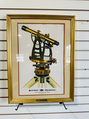 BUFF & BUFF THEODOLITE CHROMOLITHOGRAPH, C. 1920. Buff & Buff Instrument Shops precision 