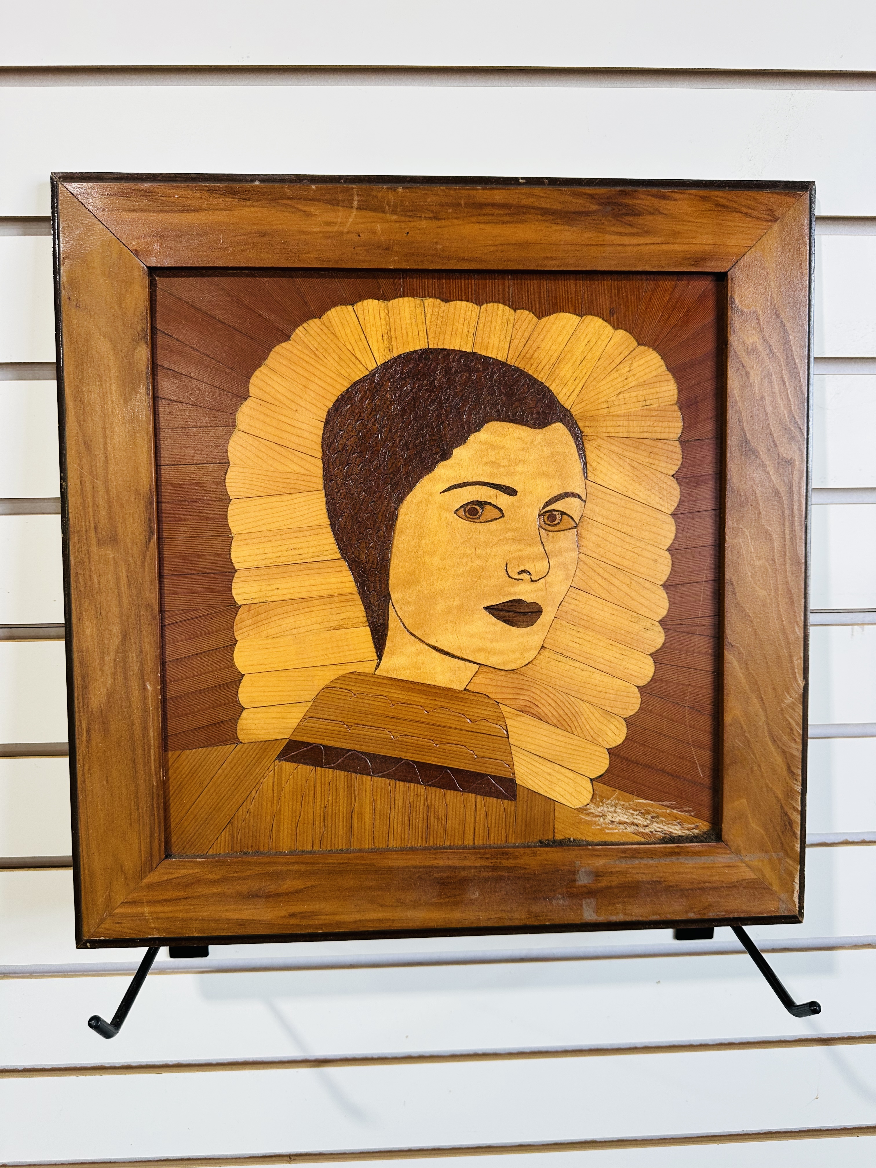MEXICAN MARQUETRY WOOD PORTRAIT, MID-20TH CENTURY