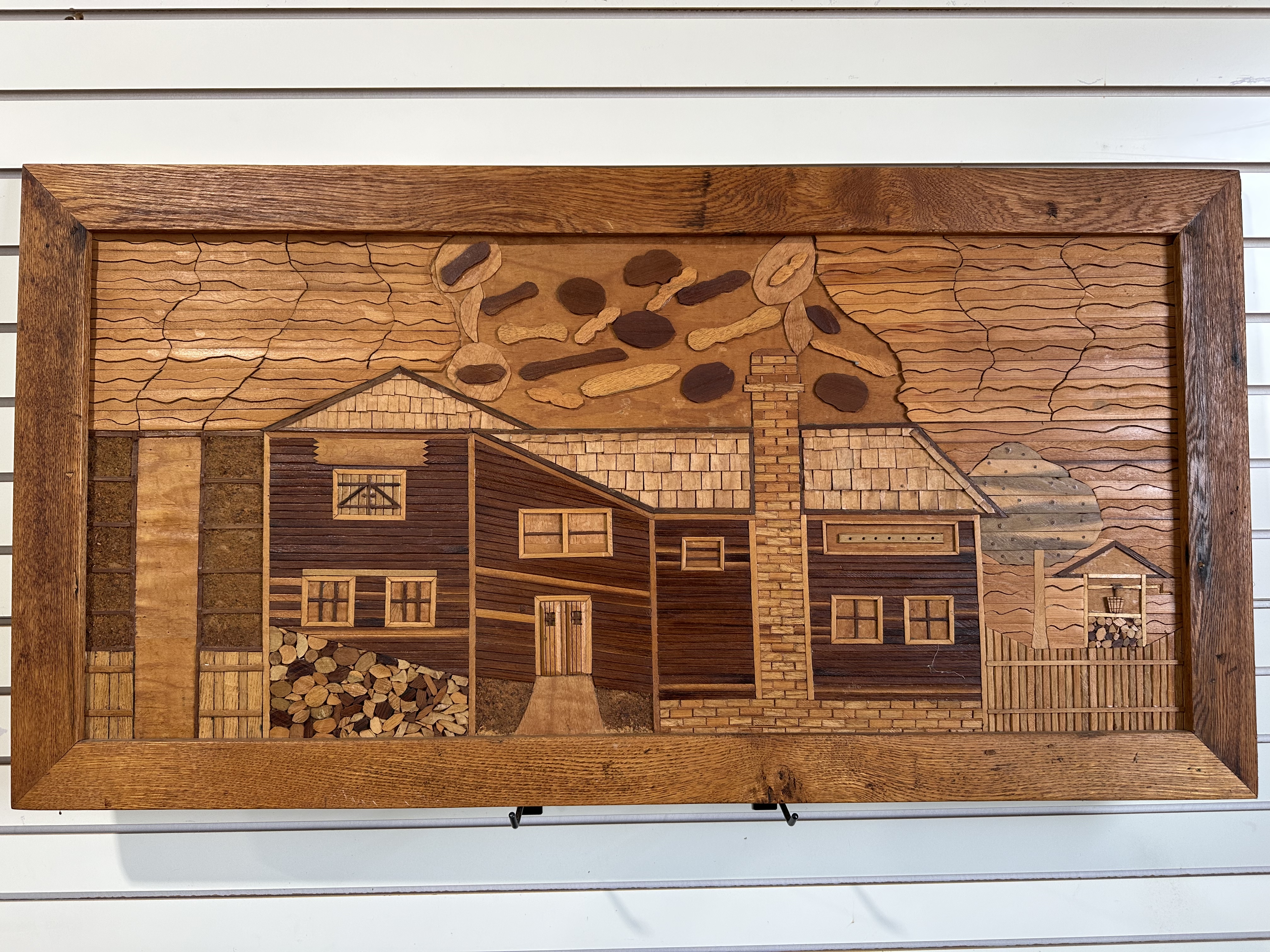 WOOD MARQUETRY CABIN PANEL, 20TH CENTURY