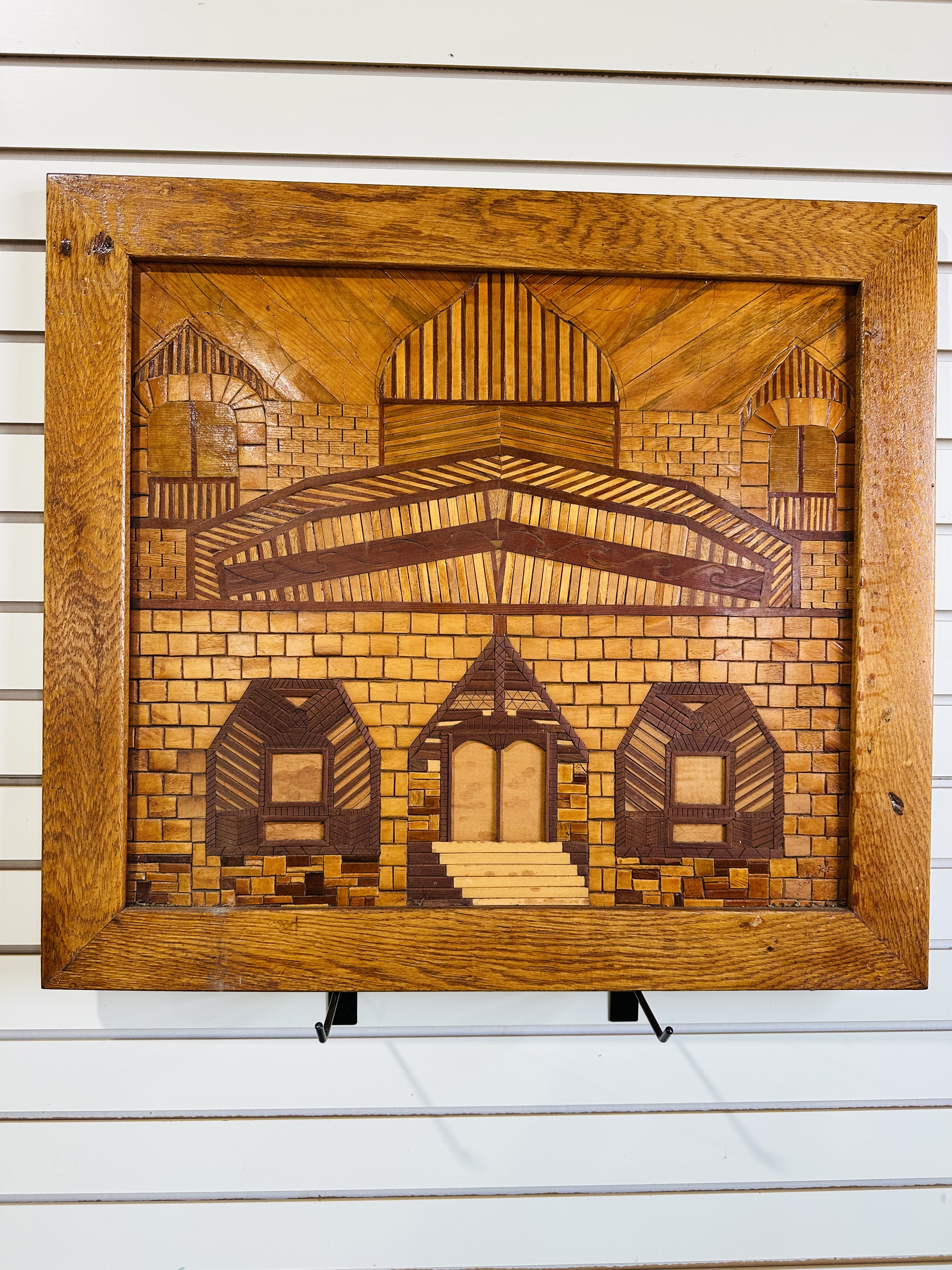 W. SALACIAK ANCIENT HALL WOOD MARQUETRY CIRCA 1975