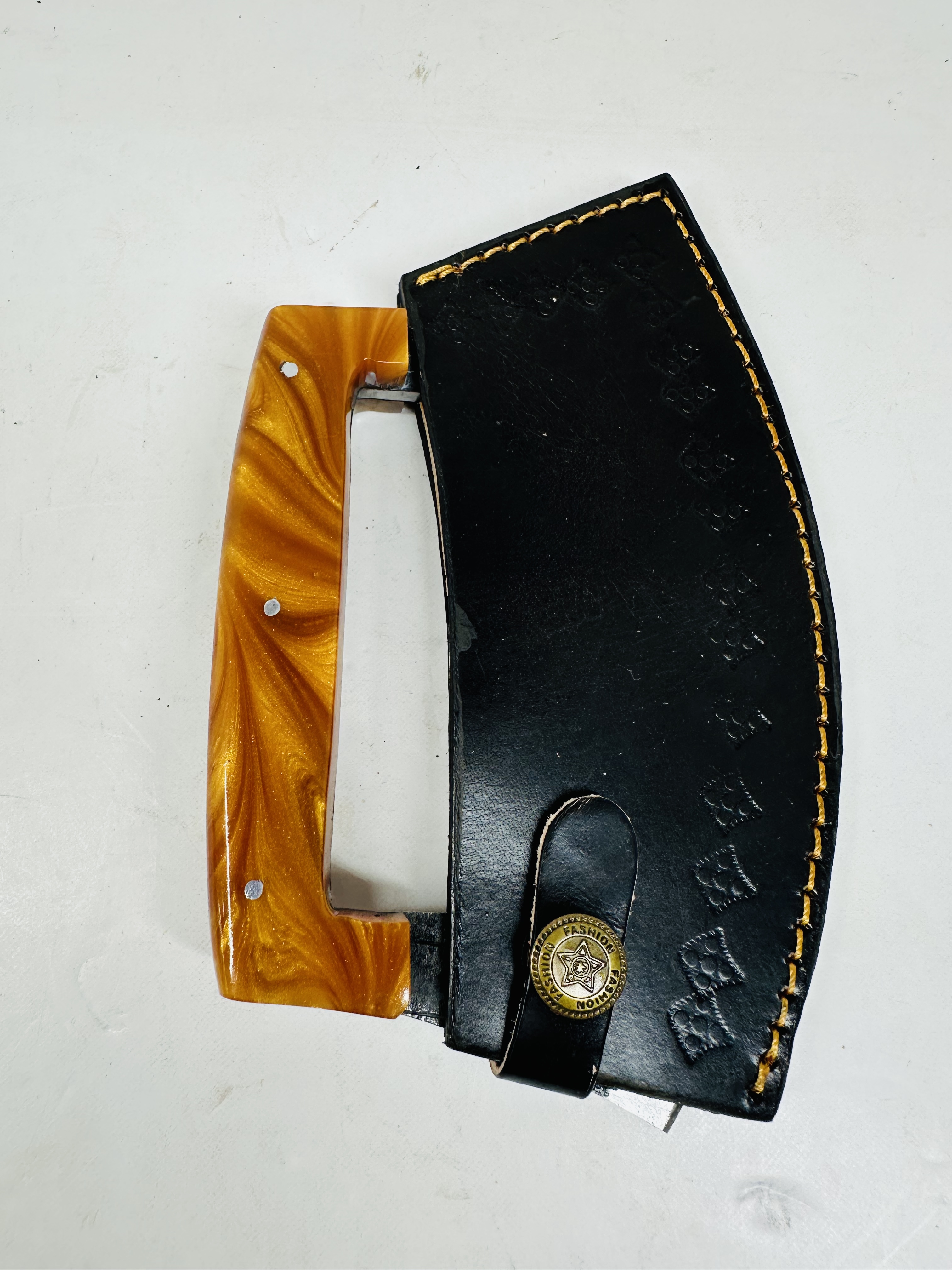 AMBER ACRYLIC AND STEEL ULU, MODERN