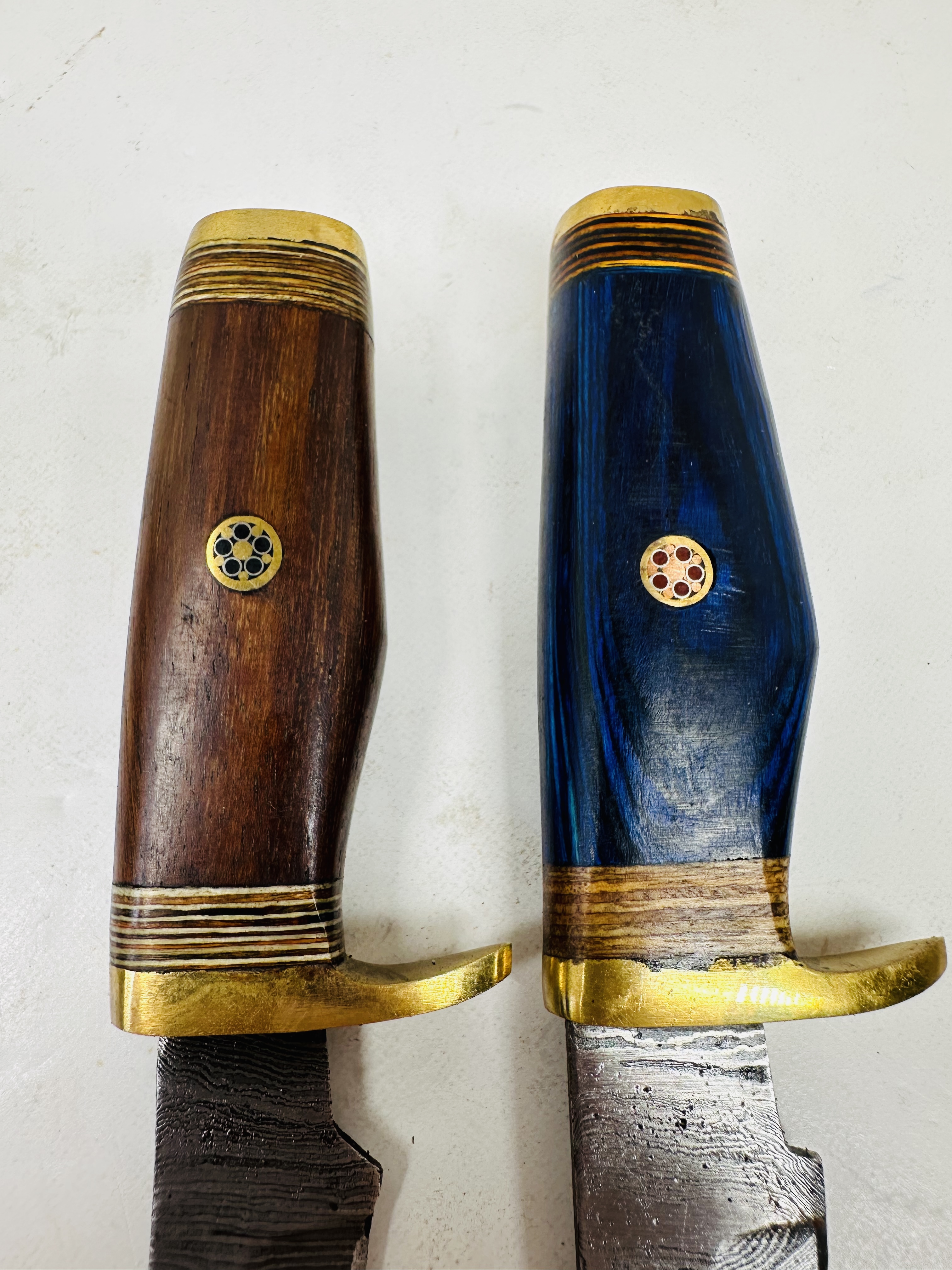 PAIR OF CUSTOM DAMASCUS KNIVES