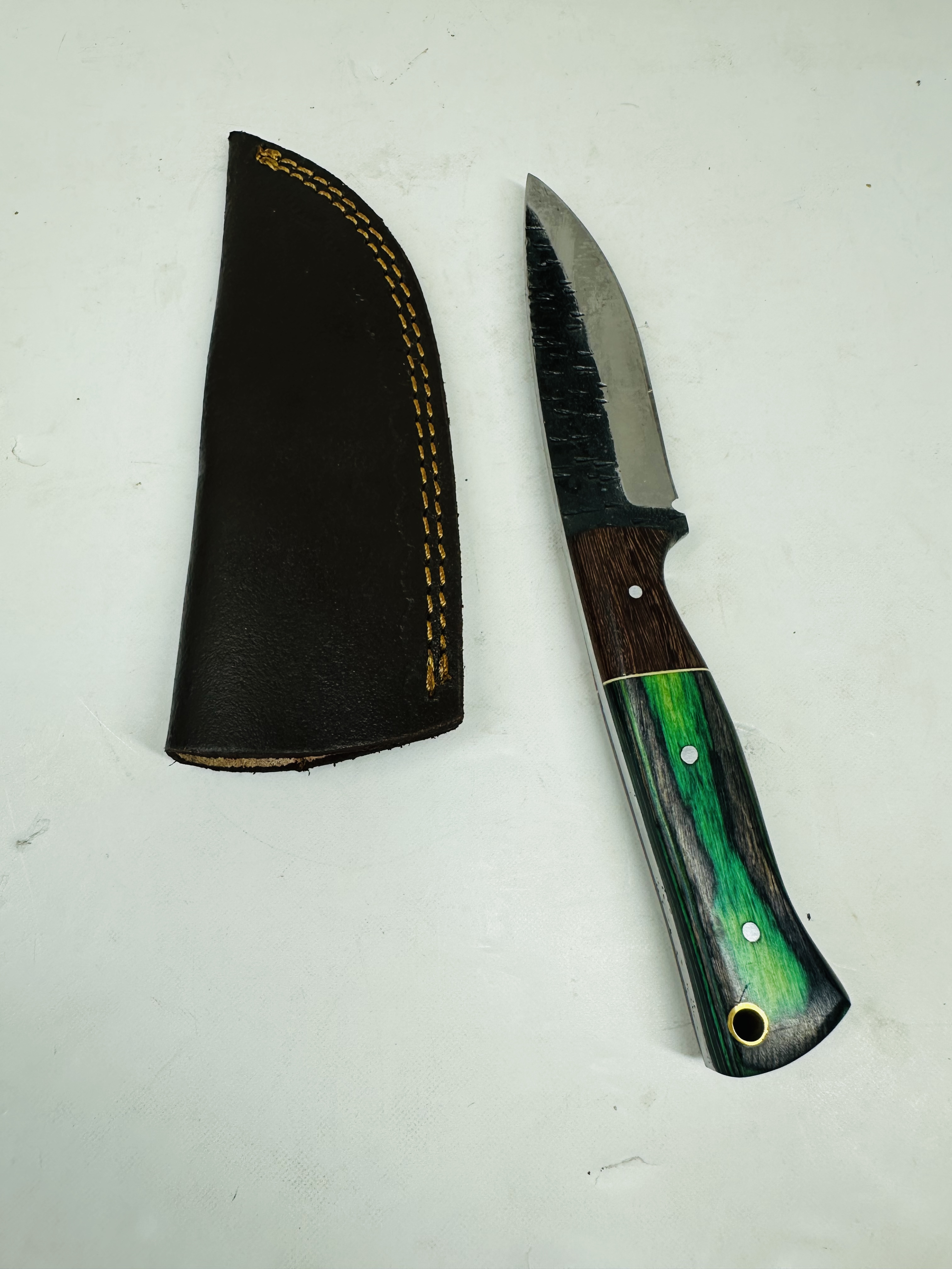 STEEL AND LAMINATED WOOD HUNTING KNIFE, CONTEMPORARY