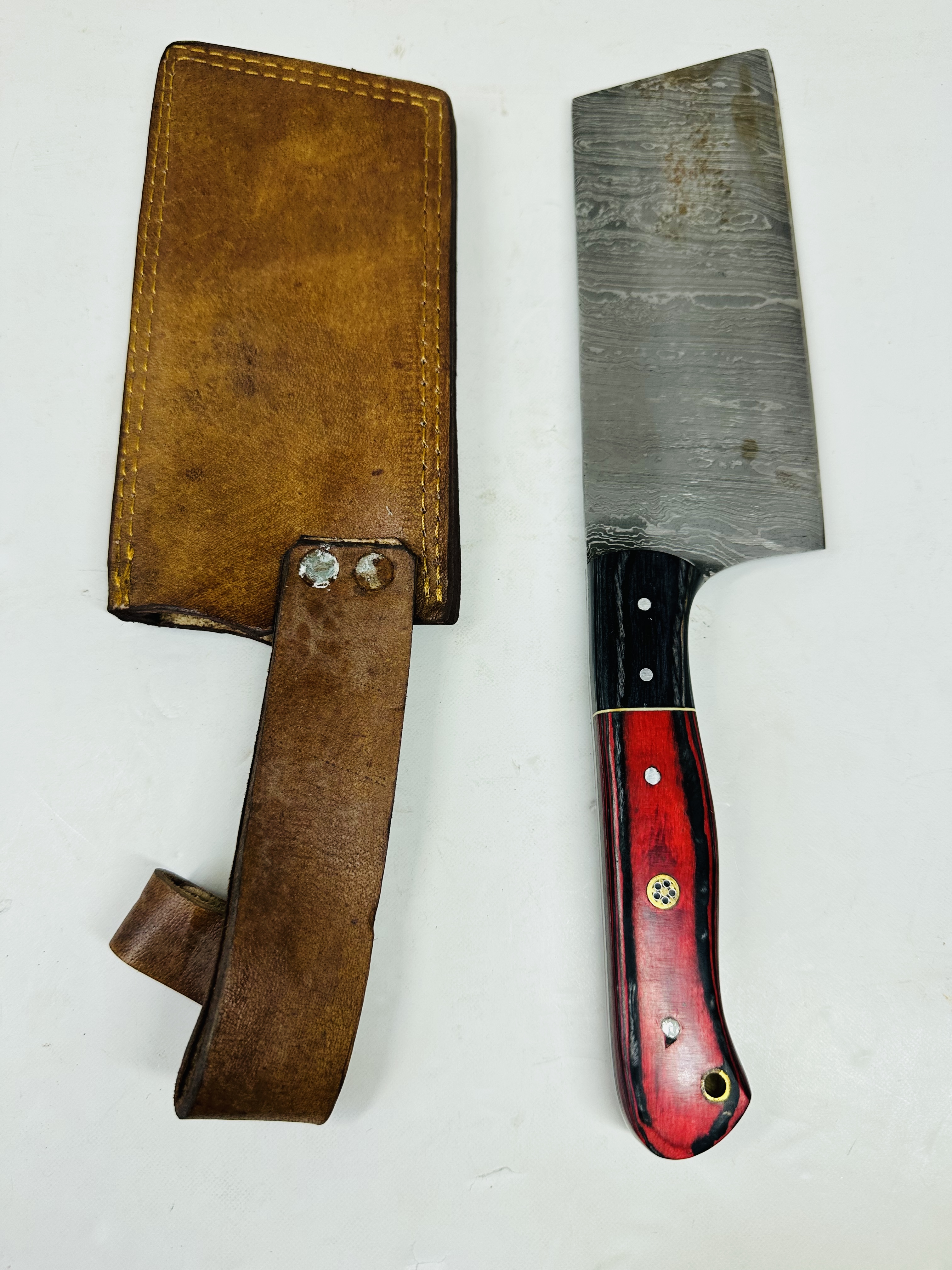 CONTEMPORARY DAMASCUS STEEL CLEAVER