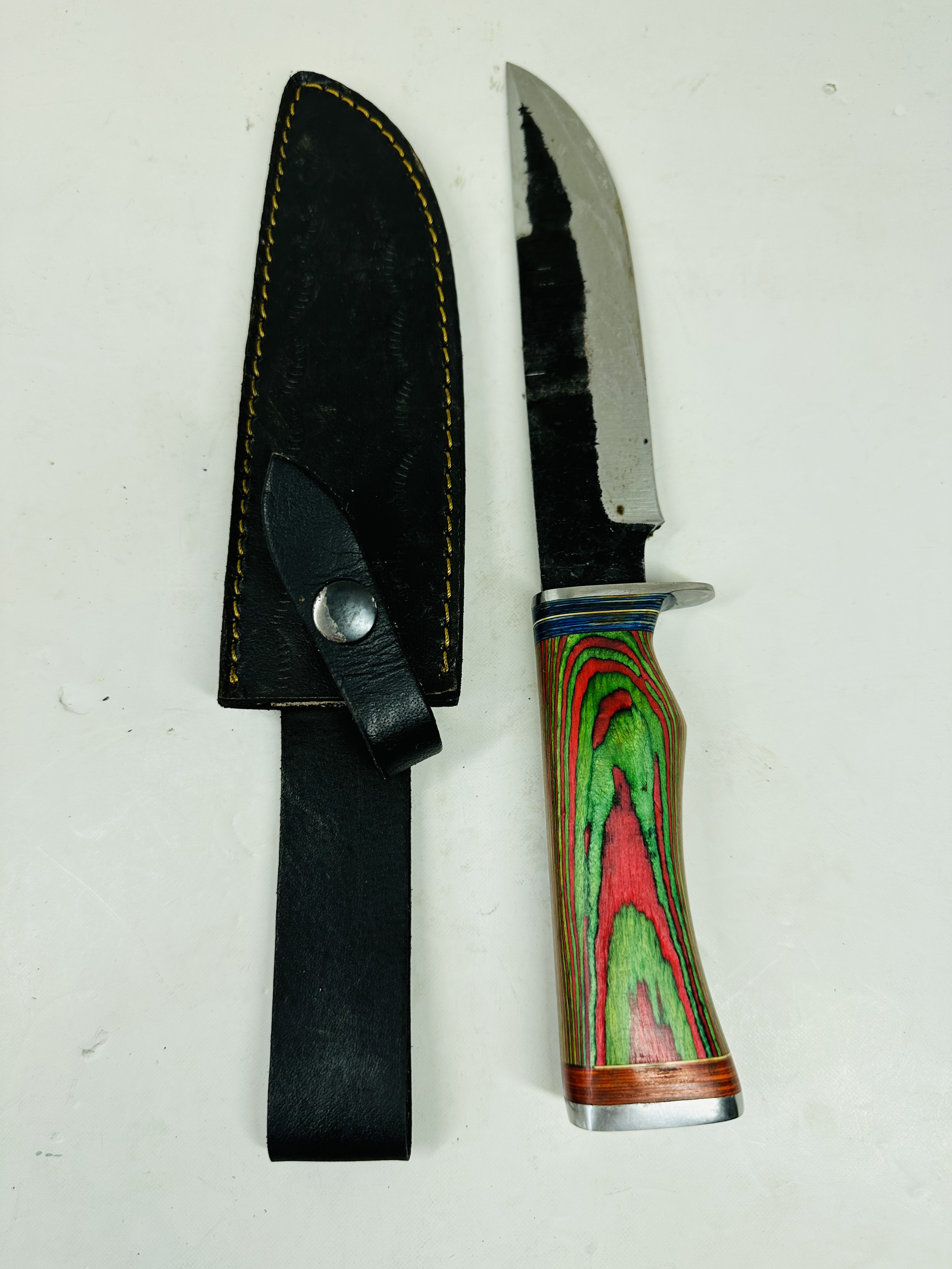 MULTICOLOR WOOD FIXED BLADE SKINNER