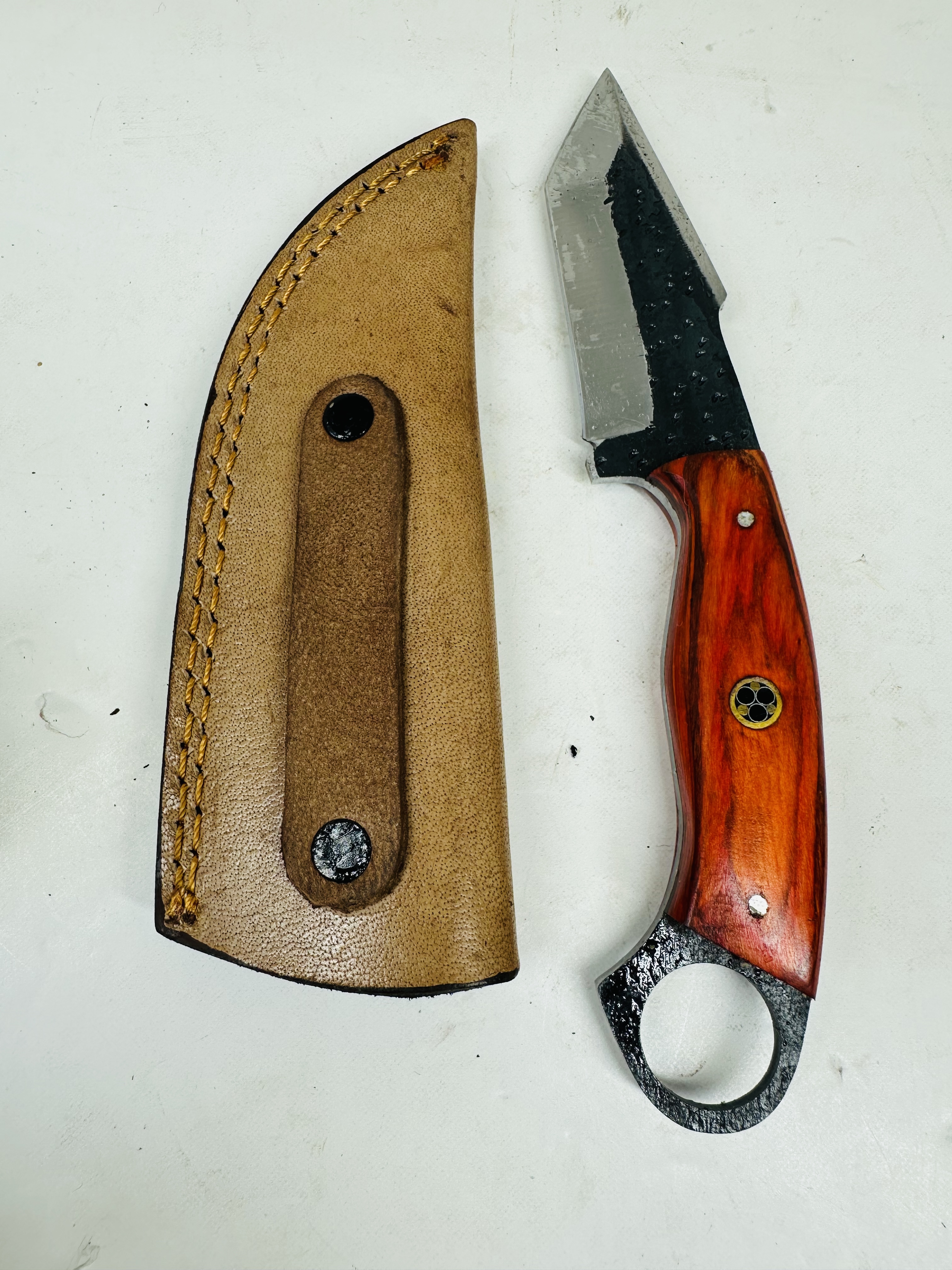CUSTOM STEEL RINGED KNIFE AND SHEATH