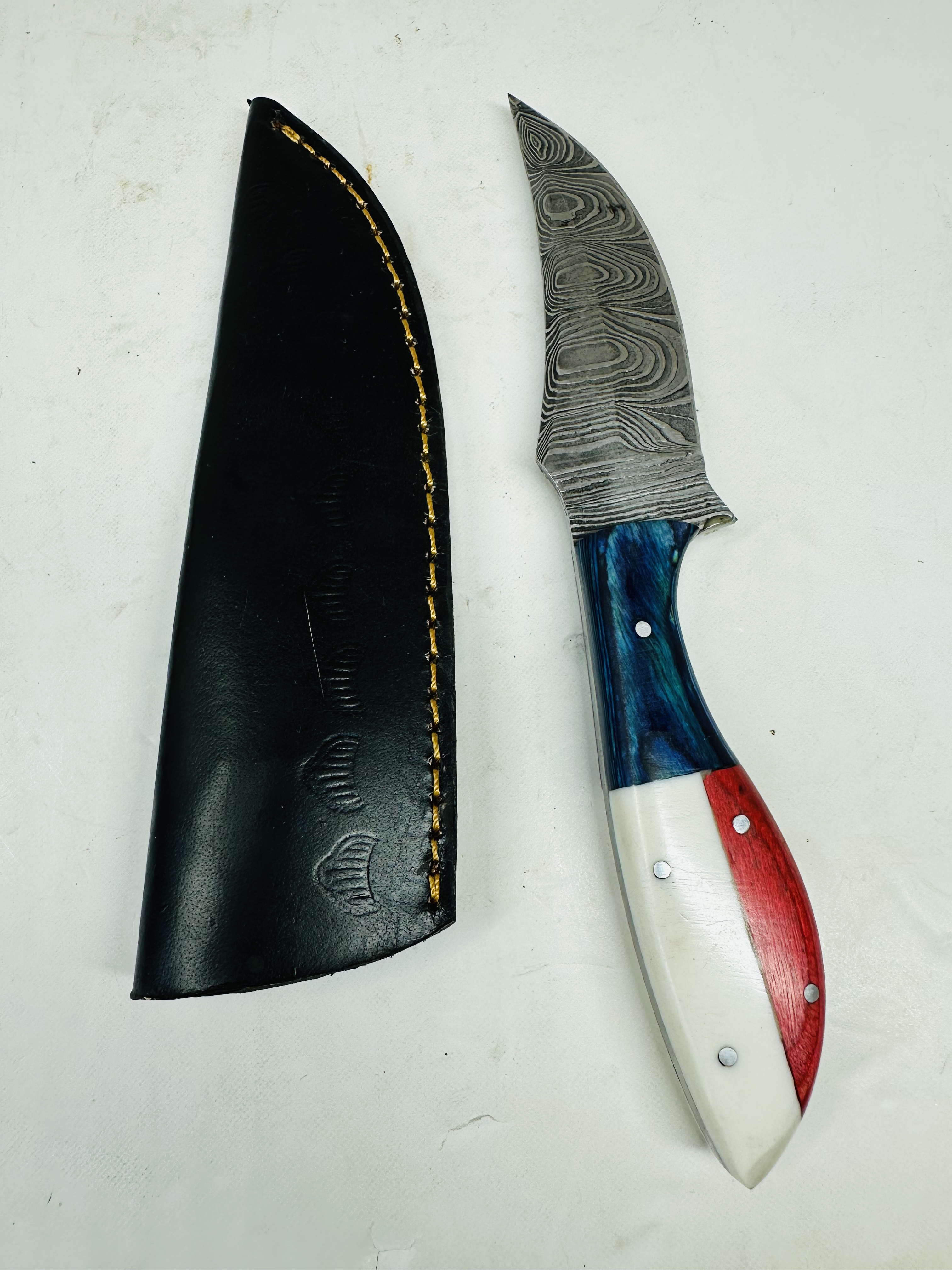 TEXAS FLAG DAMASCUS HUNTING KNIFE