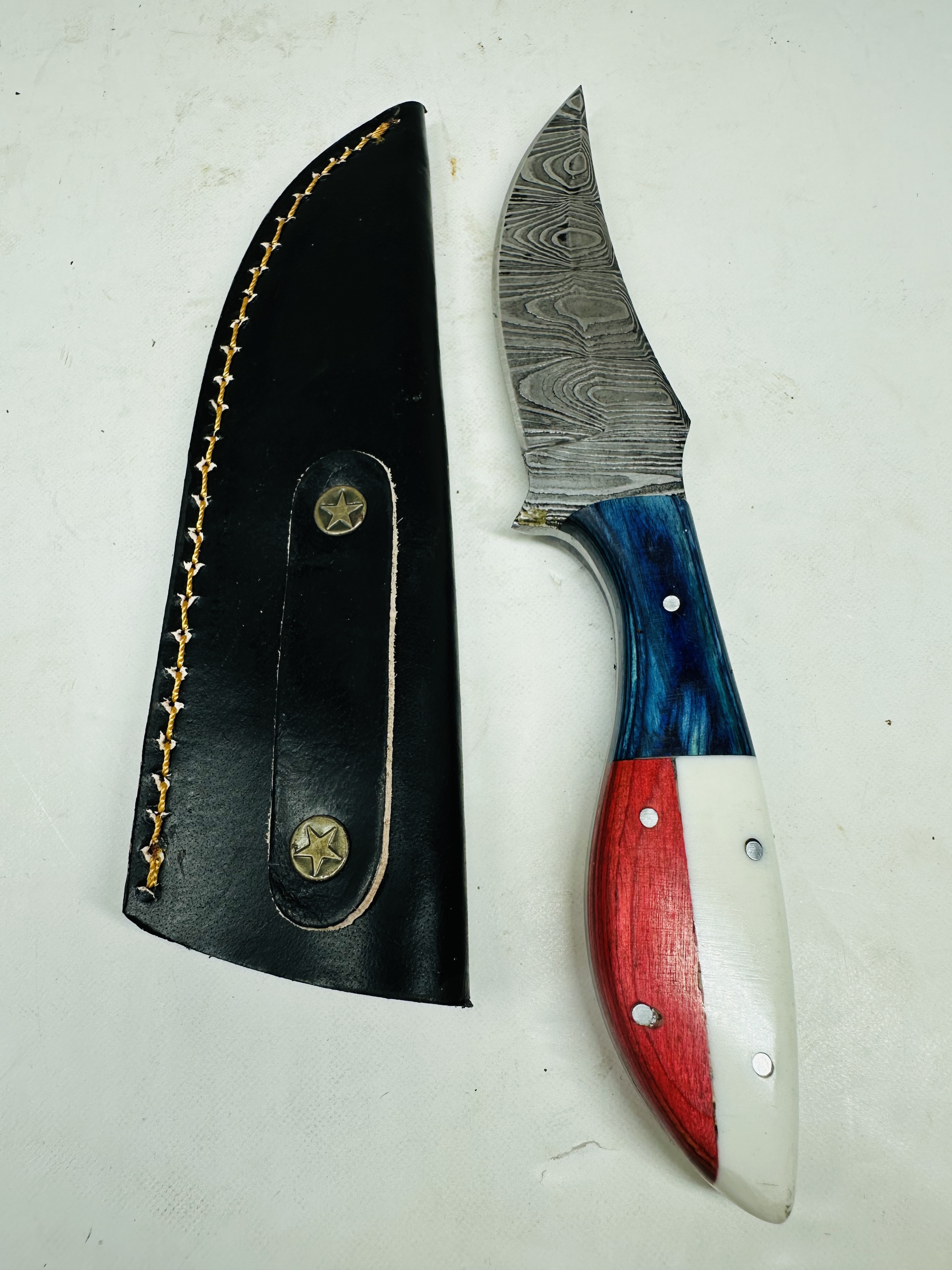 TEXAS FLAG DAMASCUS HUNTING KNIFE