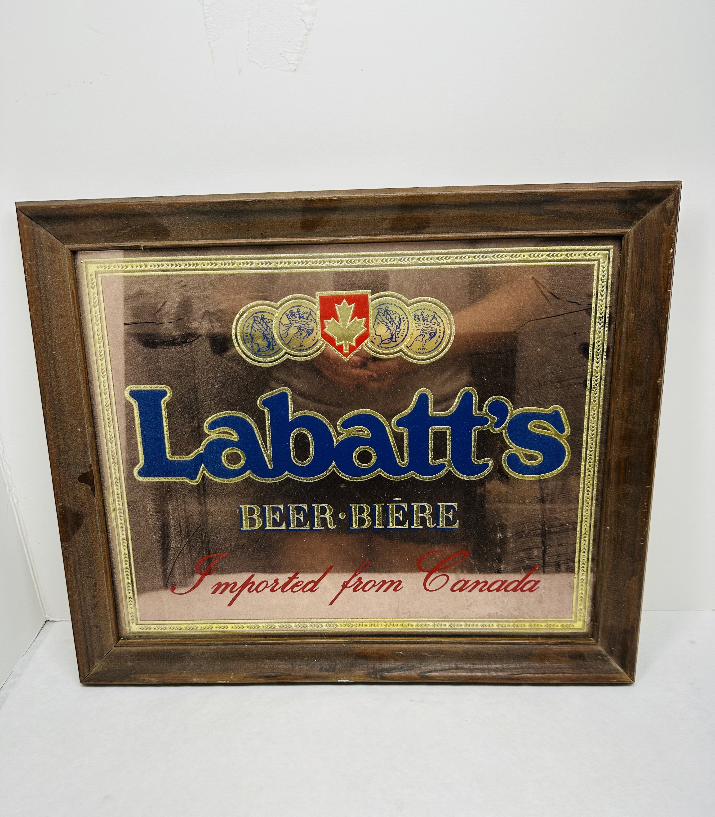 LABATT BEER FRAMED GLASS MIRROR