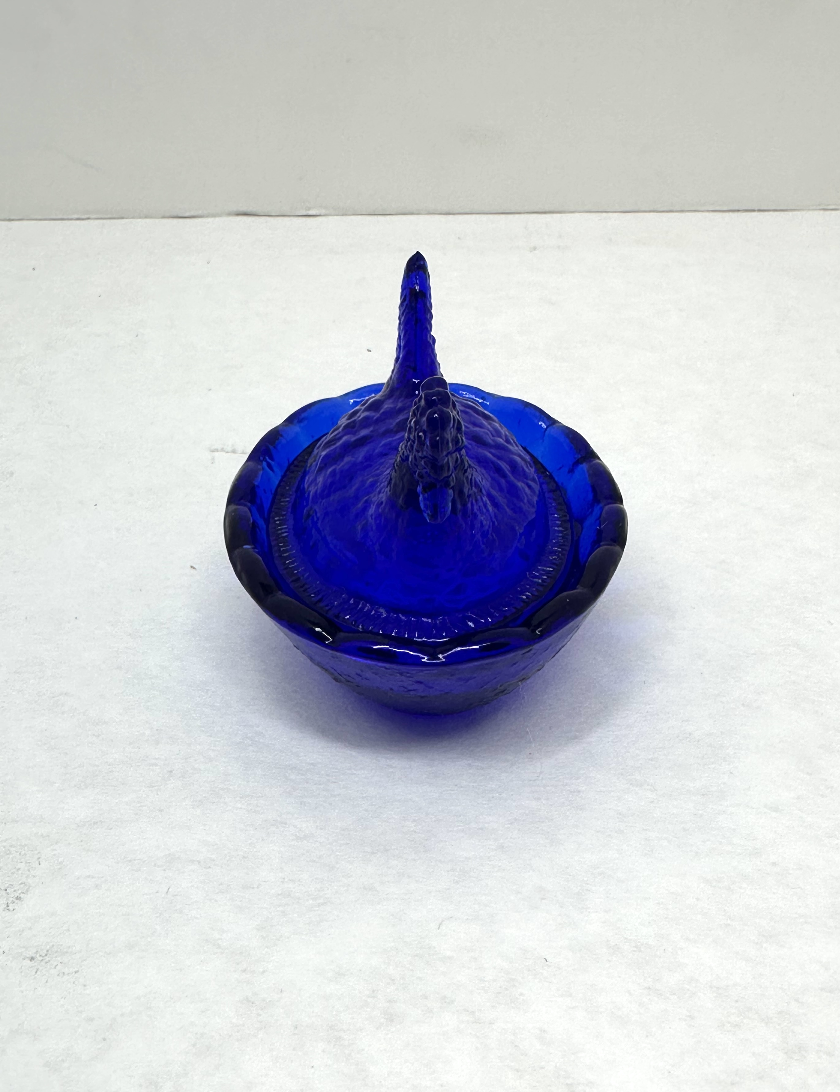 COBALT BLUE GLASS HEN ON NEST