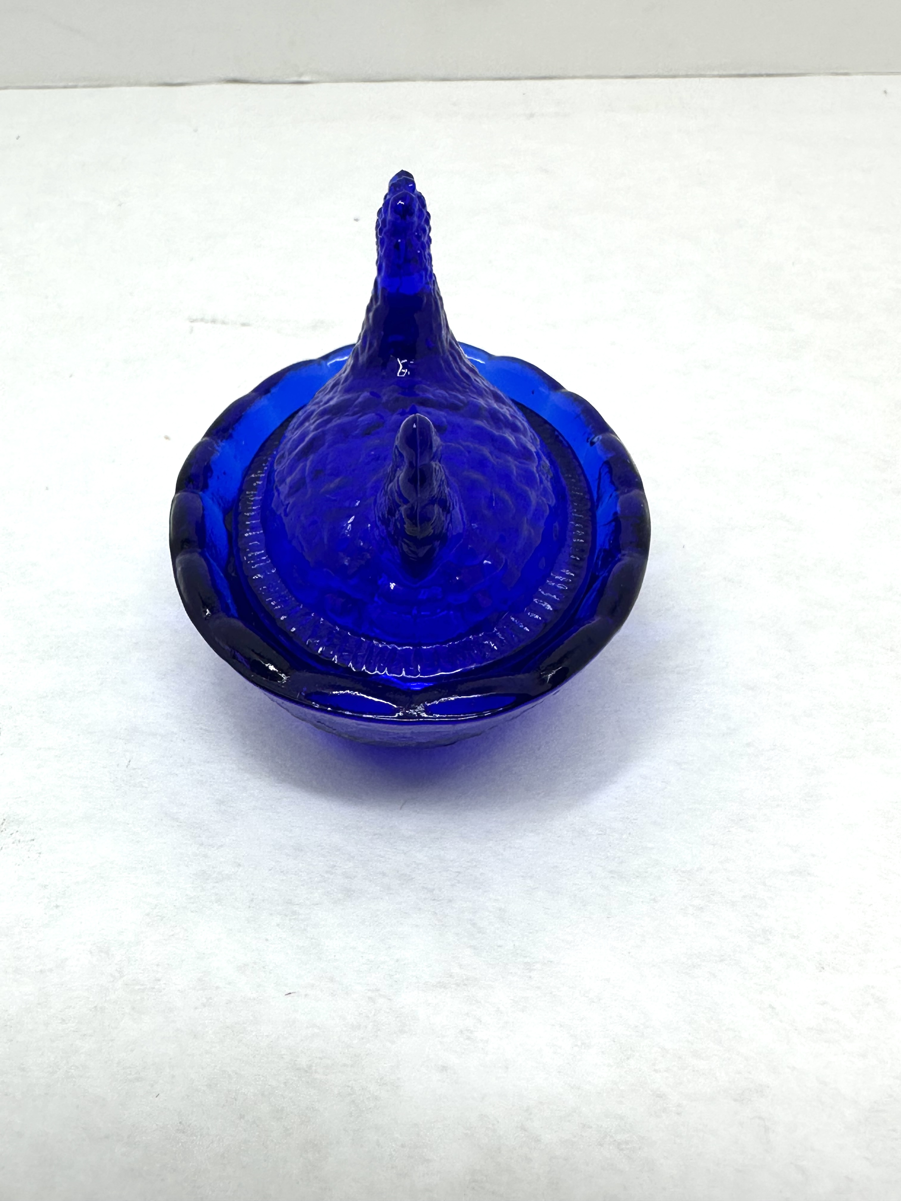 COBALT BLUE GLASS HEN ON NEST