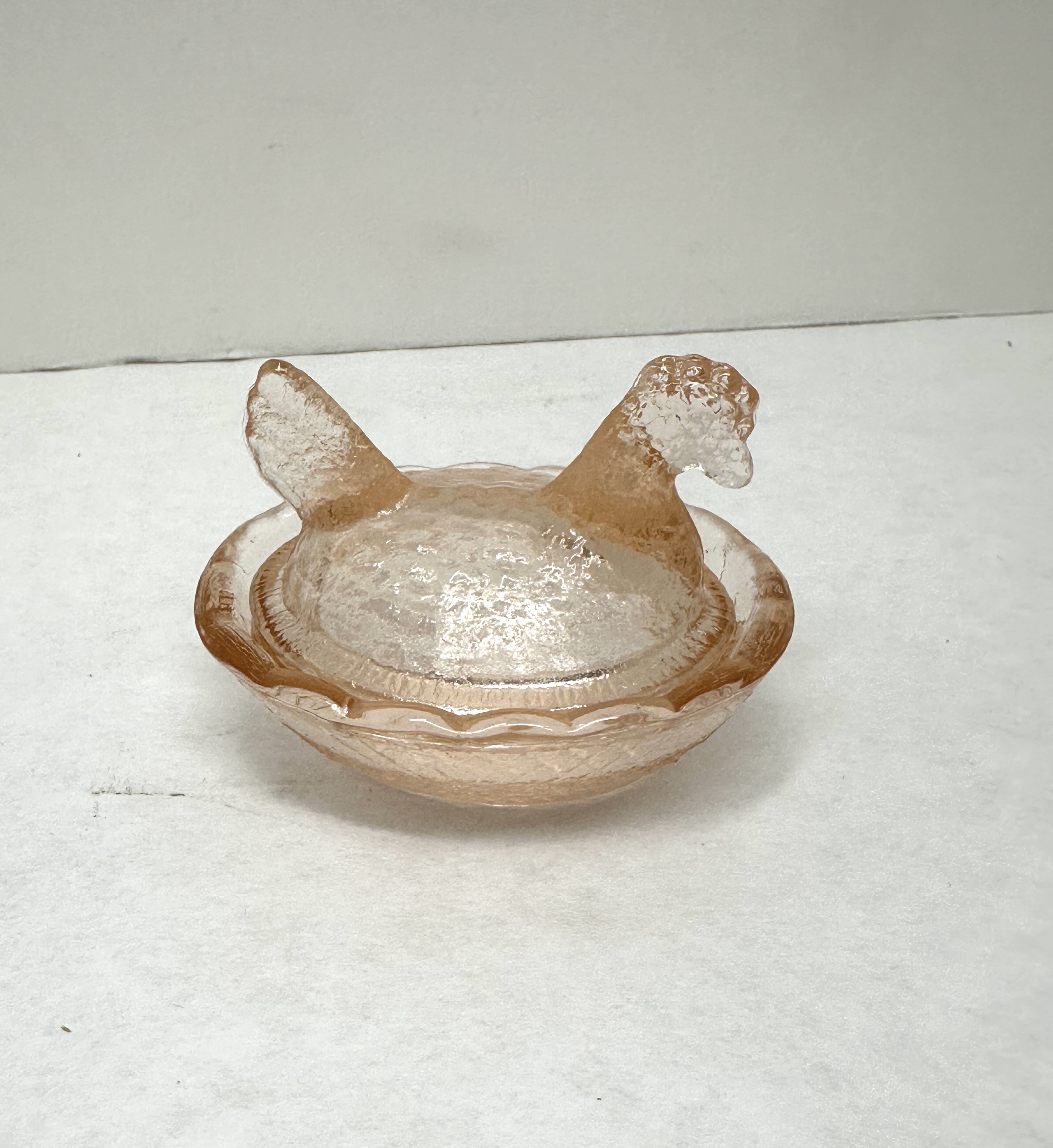 PINK PRESSED GLASS HEN ON NEST