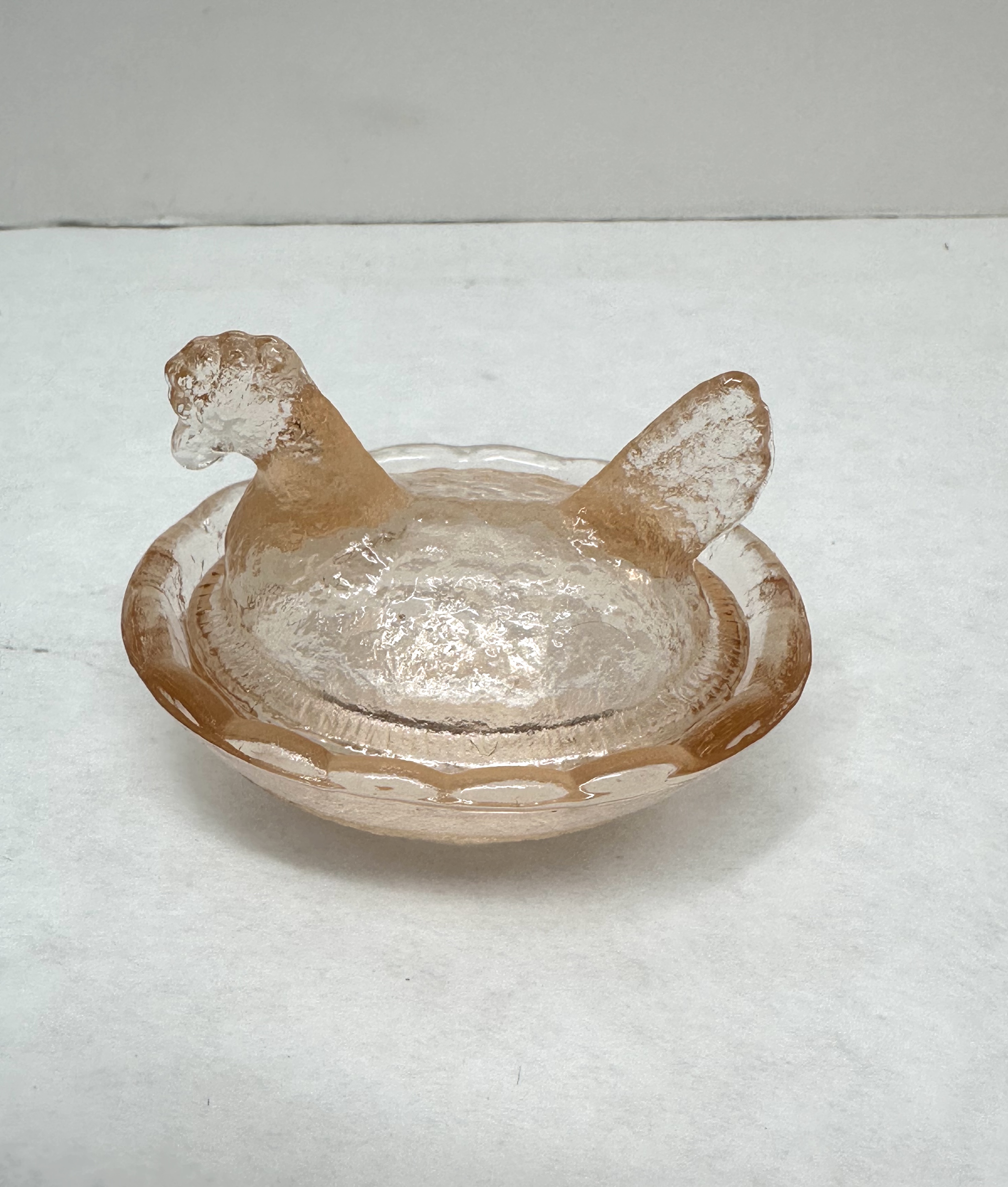 PINK PRESSED GLASS HEN ON NEST