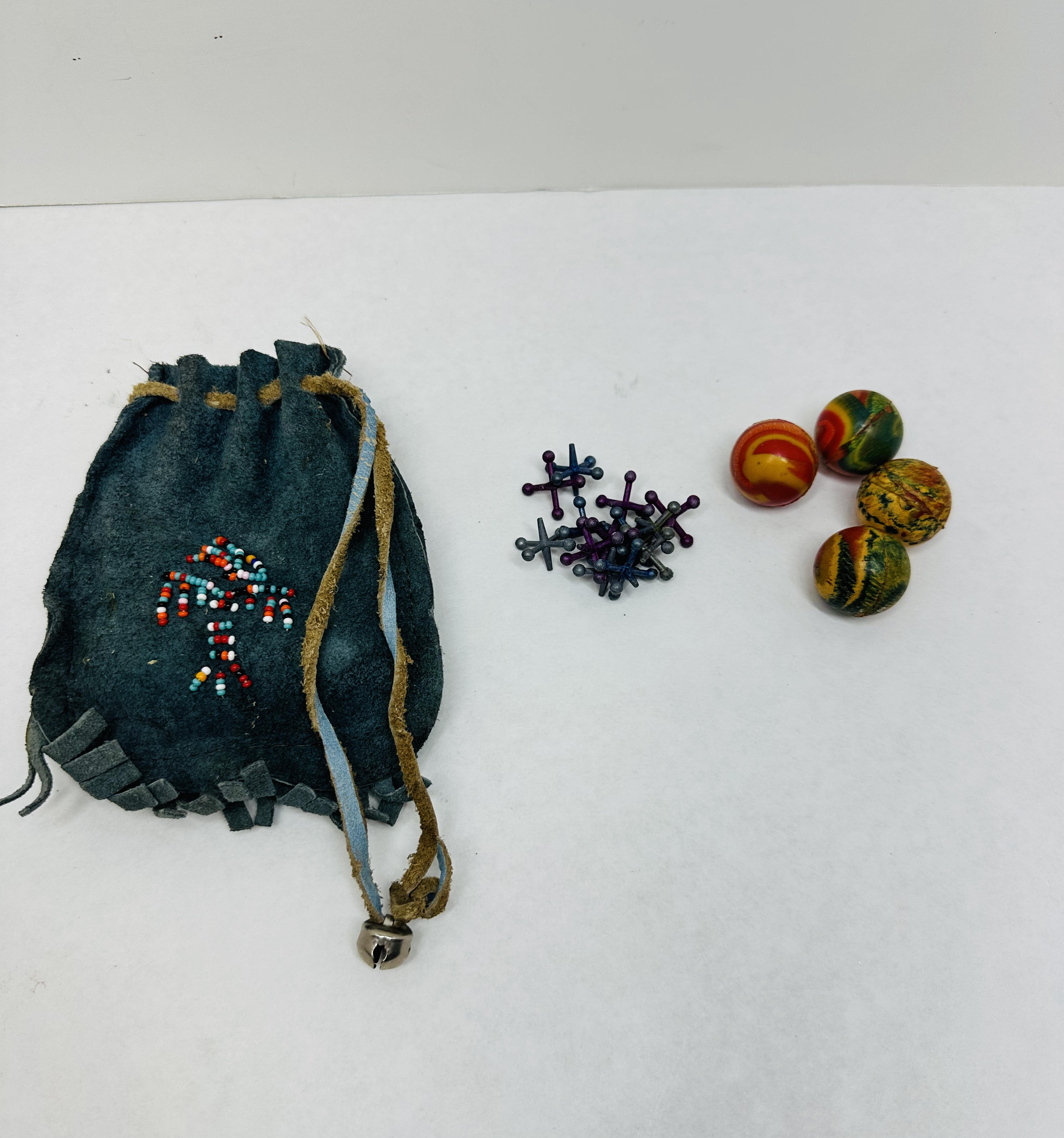 VINTAGE BEADED SUEDE JACKS SET