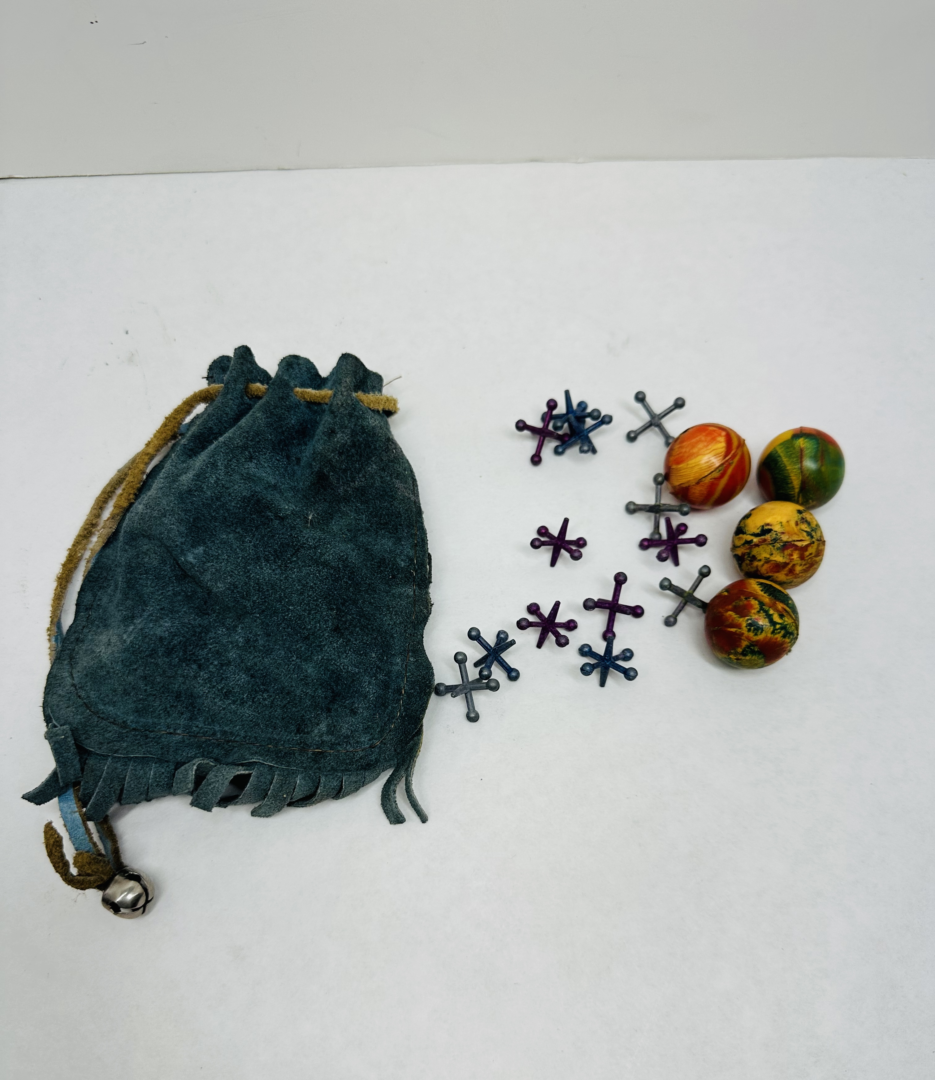 VINTAGE BEADED SUEDE JACKS SET