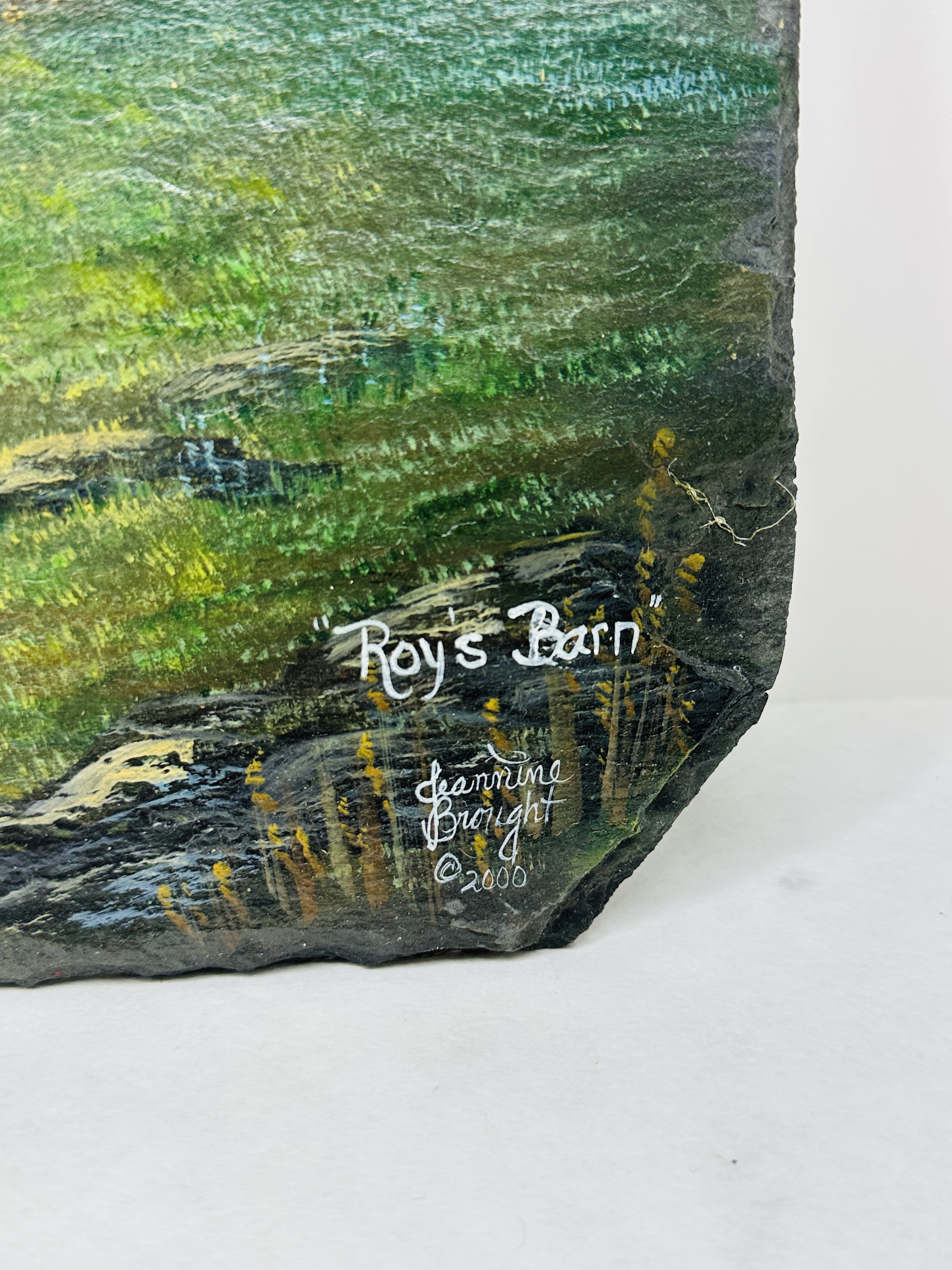JEANNINE BROUGHTON, SLATE FOLK ART PAINTING, 2000