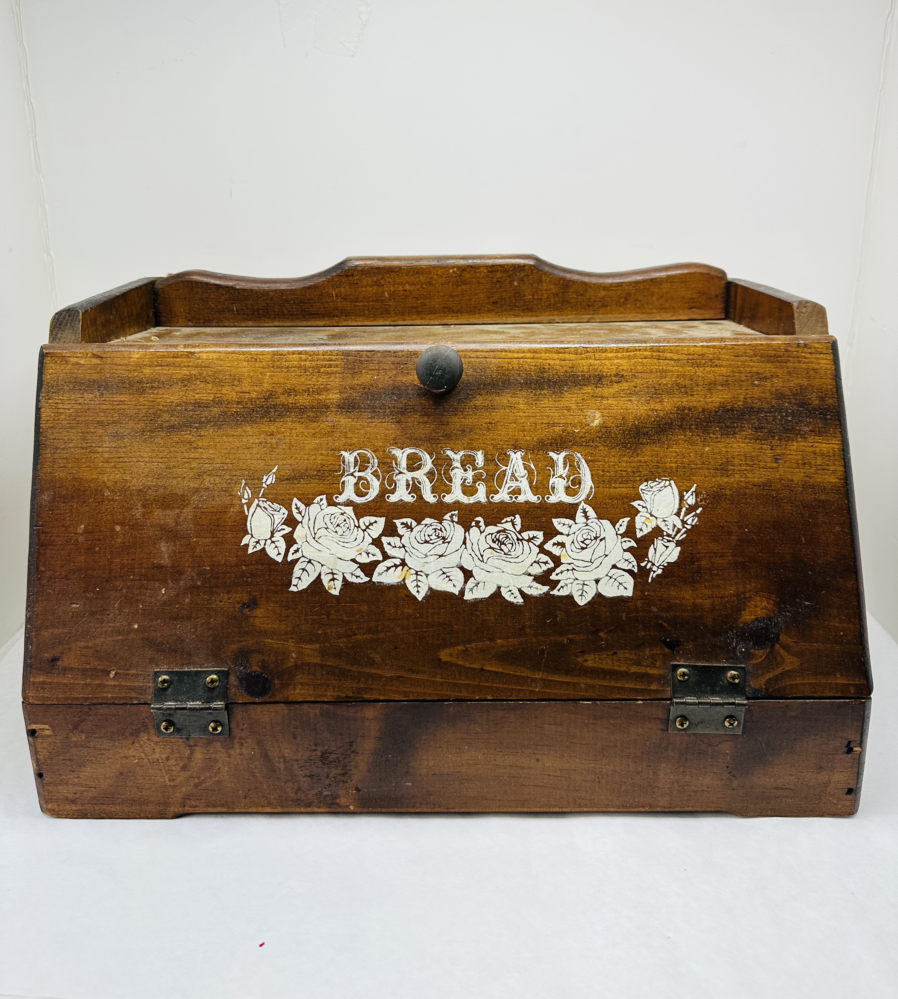 VINTAGE STAINED WOOD BREAD BOX