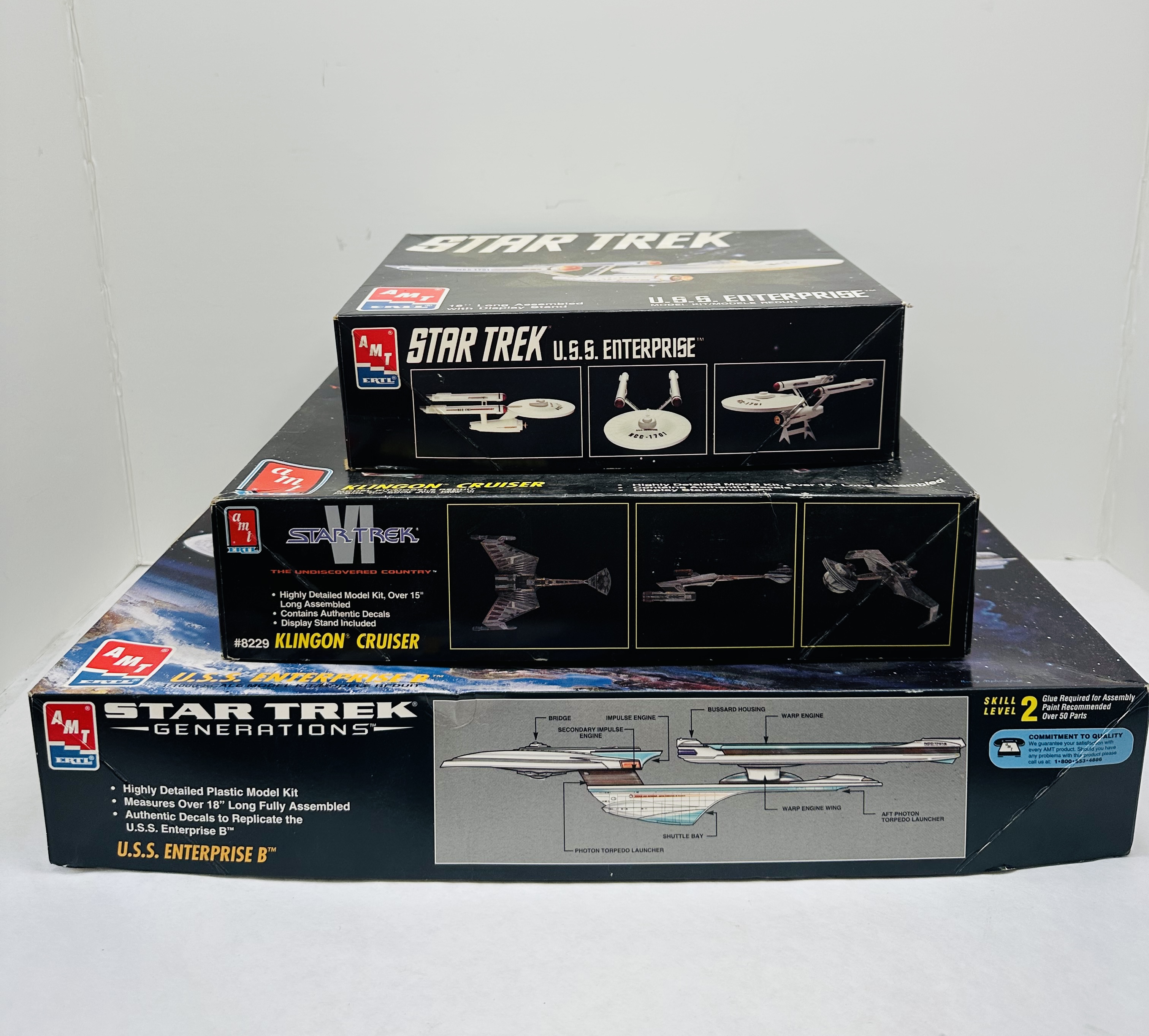 AMT/ERTL THREE STAR TREK MODEL KITS, 1990S
