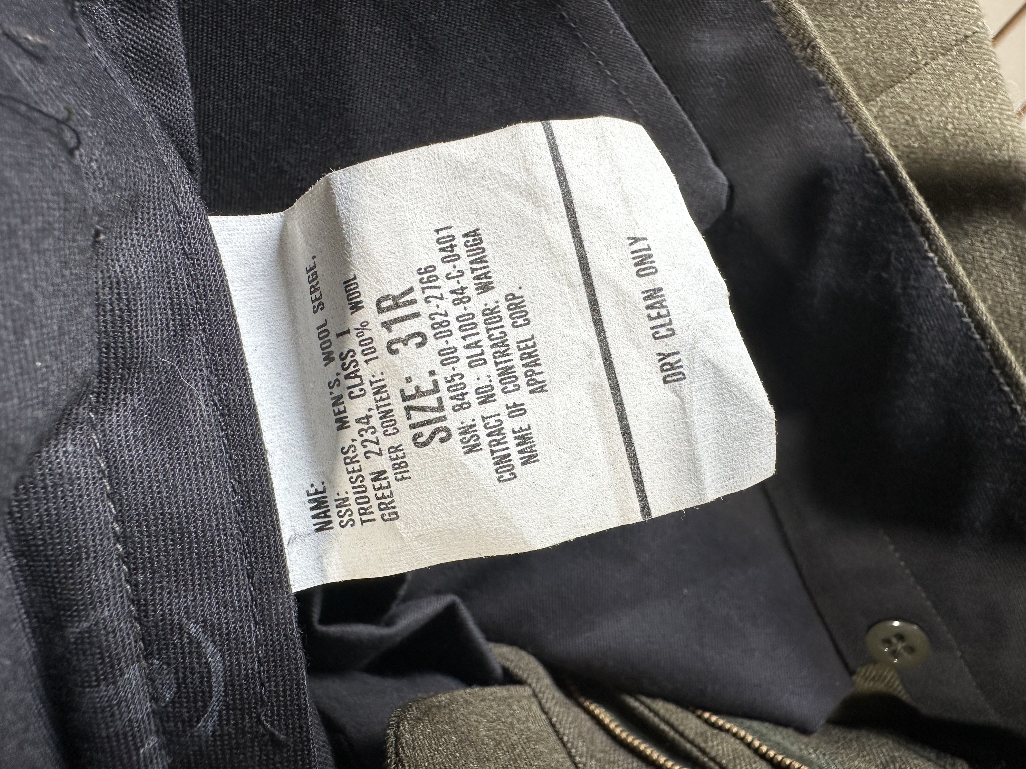 WATAUGA US ARMY WOOL TROUSERS, 1984