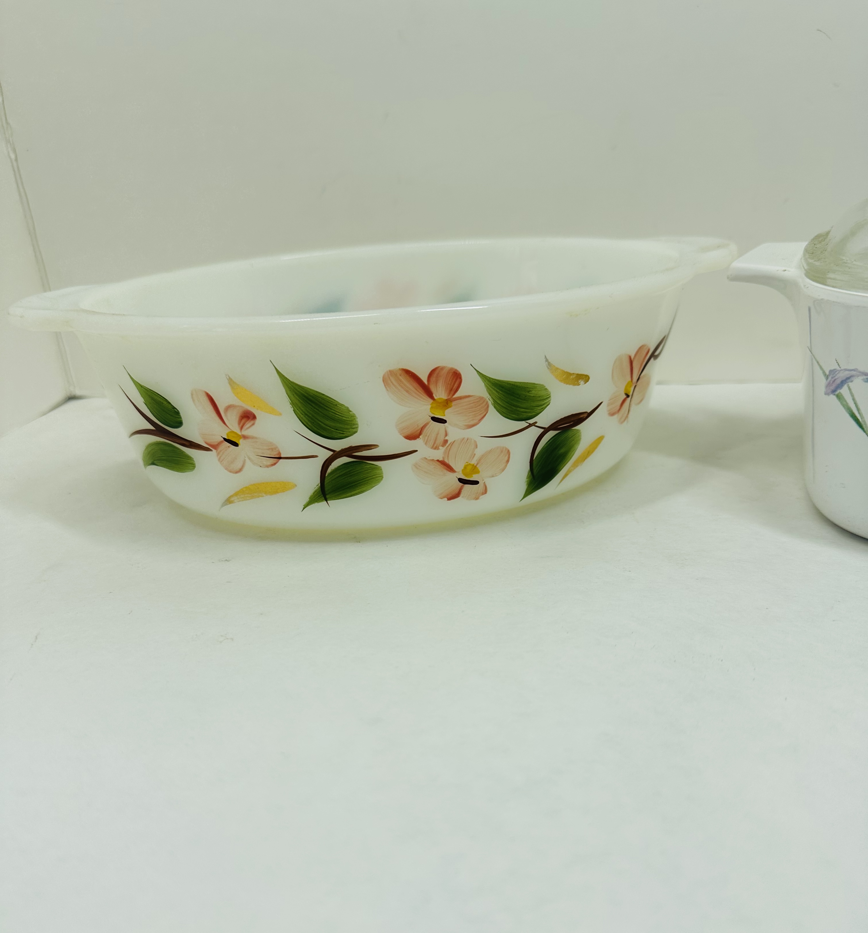 TWO FIRE-KING AND CORNING WARE CASSEROLES, 20TH CENTURY