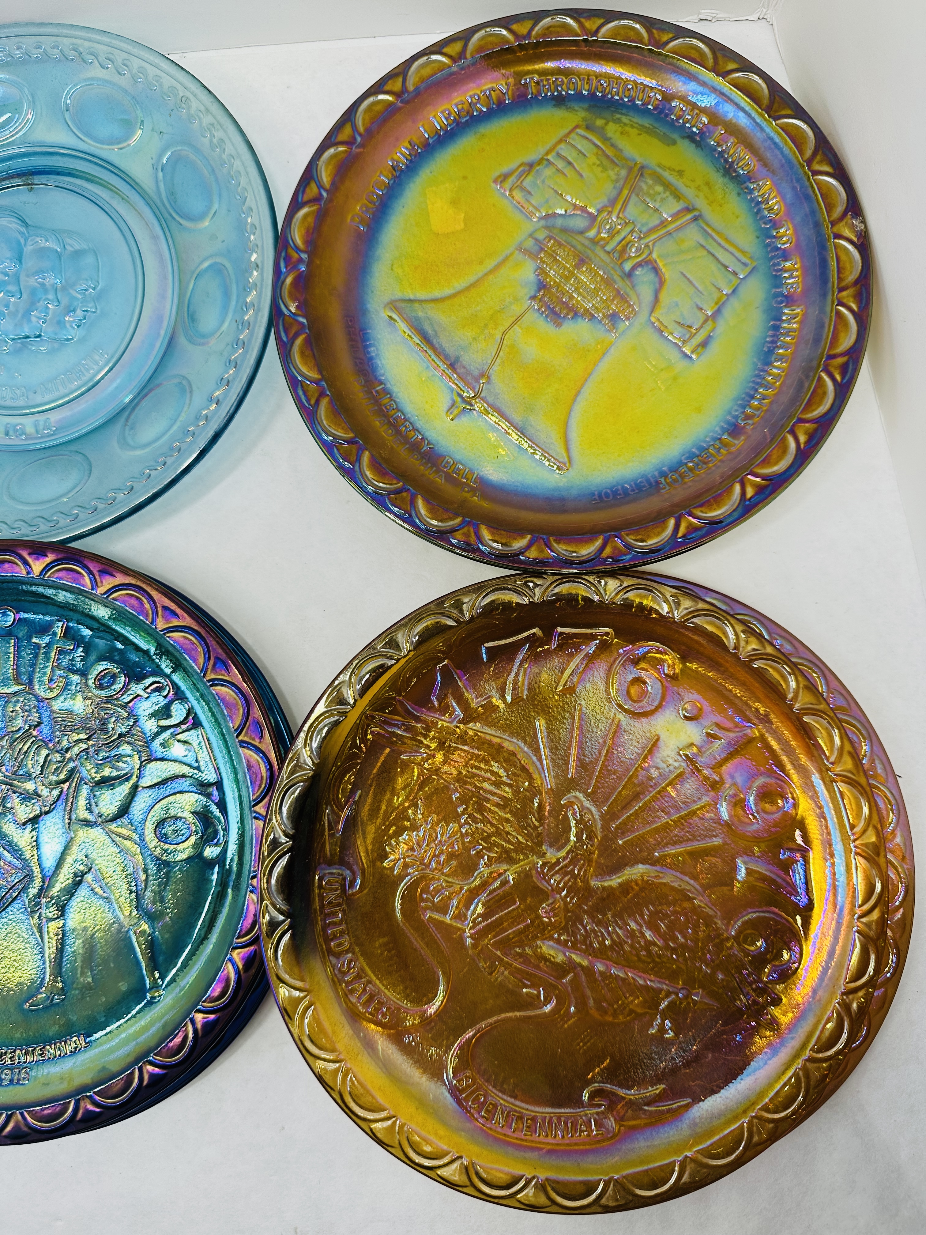 INDIANA GLASS BICENTENNIAL CARNIVAL PLATES, 1976