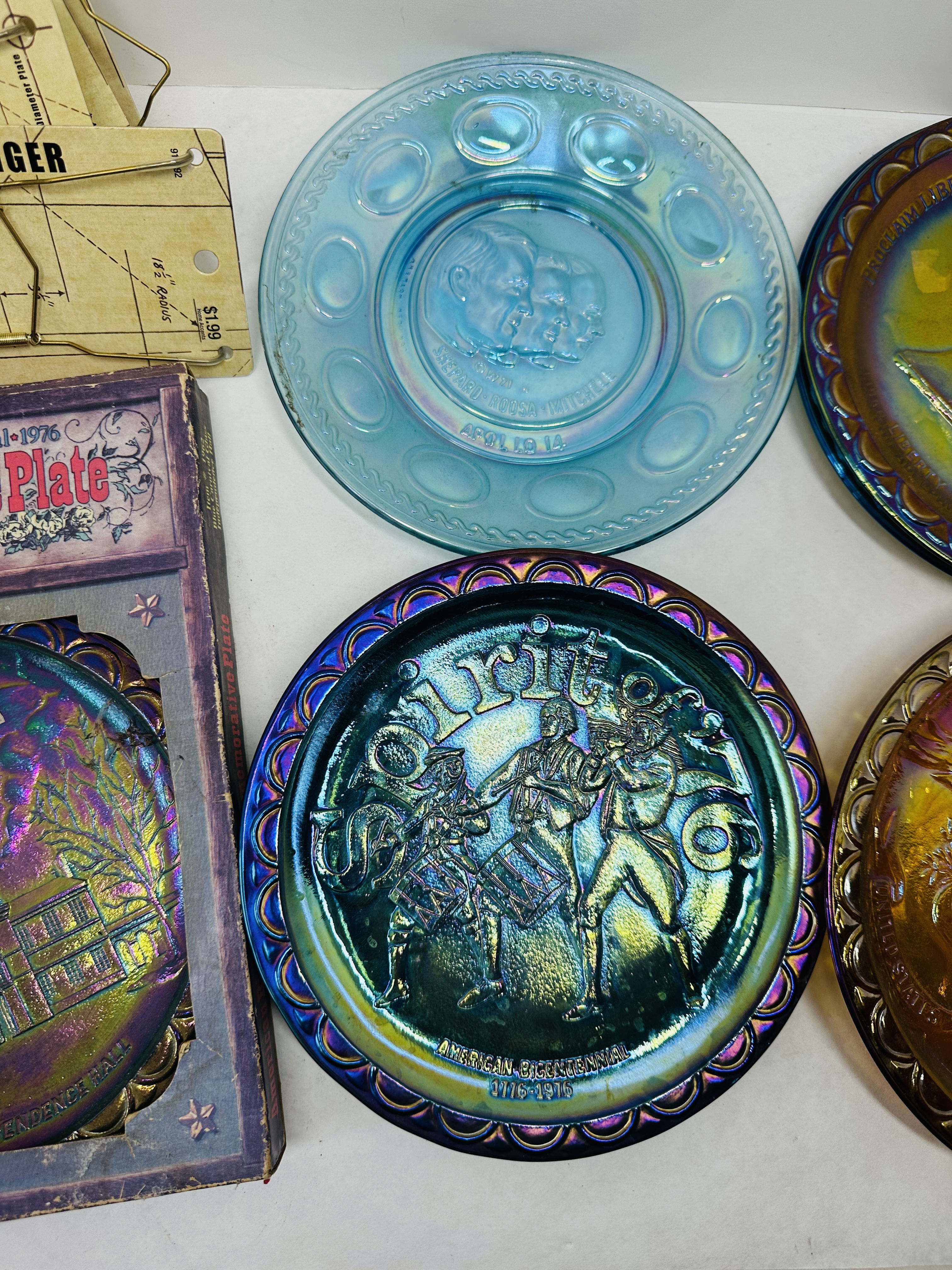 INDIANA GLASS BICENTENNIAL CARNIVAL PLATES, 1976